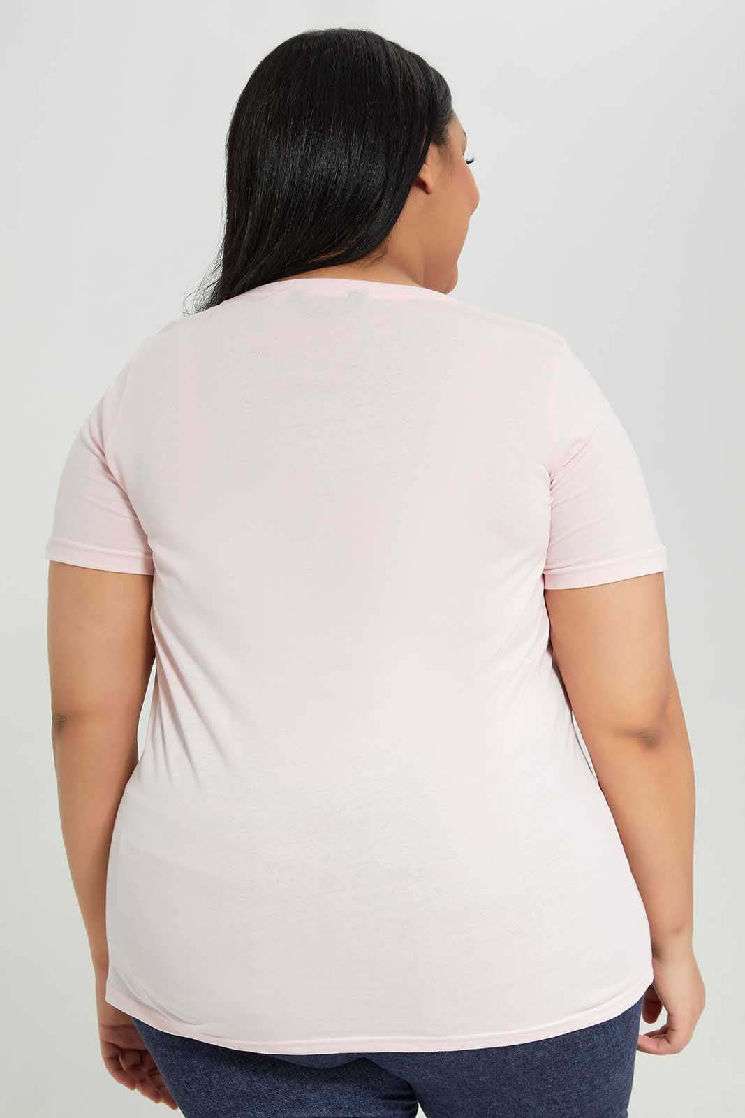 Redtag-Women-Pale-Pink-Crew-Neck-Graphic-T-Shirt-Category:T-Shirts,-Colour:Apricot,-Deals:New-In,-Filter:Plus-Size,-LDP-T-Shirts,-New-In-LDP-APL,-Non-Sale,-Section:Women,-TBL,-W22B-Women's-