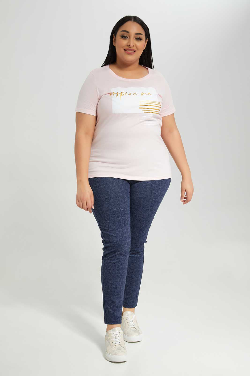 Redtag-Women-Pale-Pink-Crew-Neck-Graphic-T-Shirt-Category:T-Shirts,-Colour:Apricot,-Deals:New-In,-Filter:Plus-Size,-LDP-T-Shirts,-New-In-LDP-APL,-Non-Sale,-Section:Women,-TBL,-W22B-Women's-