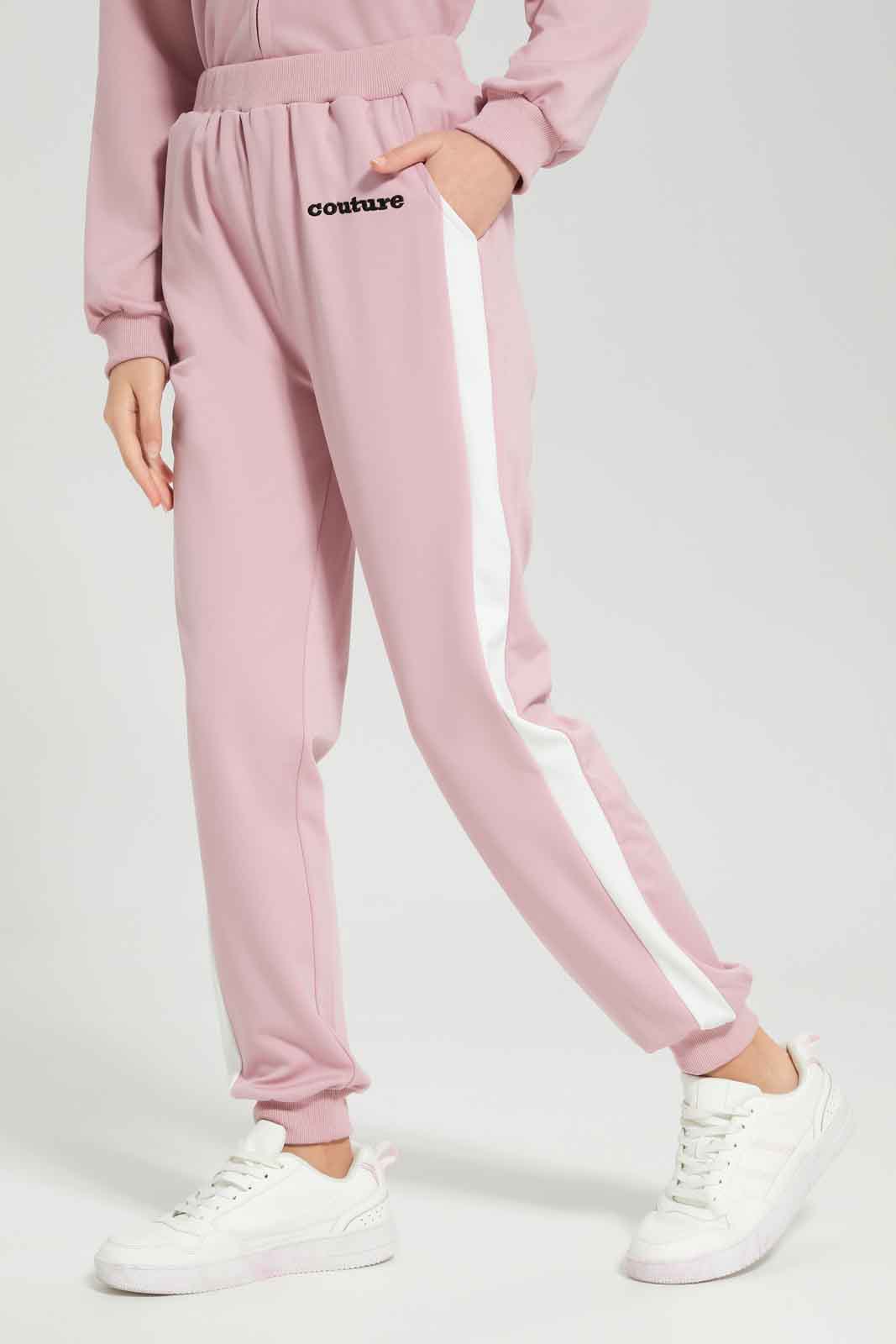 Redtag-Girls-Pink-Melange-Hoody-Zip-Thru-Jogsuit-Category:Jog-Sets,-Colour:Apricot,-Deals:New-In,-Dept:Girls,-Filter:Senior-Girls-(8-to-14-Yrs),-GSR-Jog-Sets,-New-In-GSR-APL,-Non-Sale,-Section:Girls-(0-to-14Yrs),-W22B--