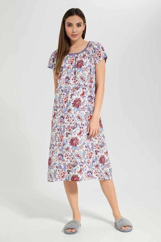 Redtag-Women-Assorted-Short-Sleeves,-Long-Lenth-Aop-Ladies-Night-Gown-Category:Nightgowns,-Colour:Assorted,-Deals:New-In,-Filter:Women's-Clothing,-New-In-Women-APL,-Non-Sale,-Section:Women,-W22A,-Women-Nightgowns--