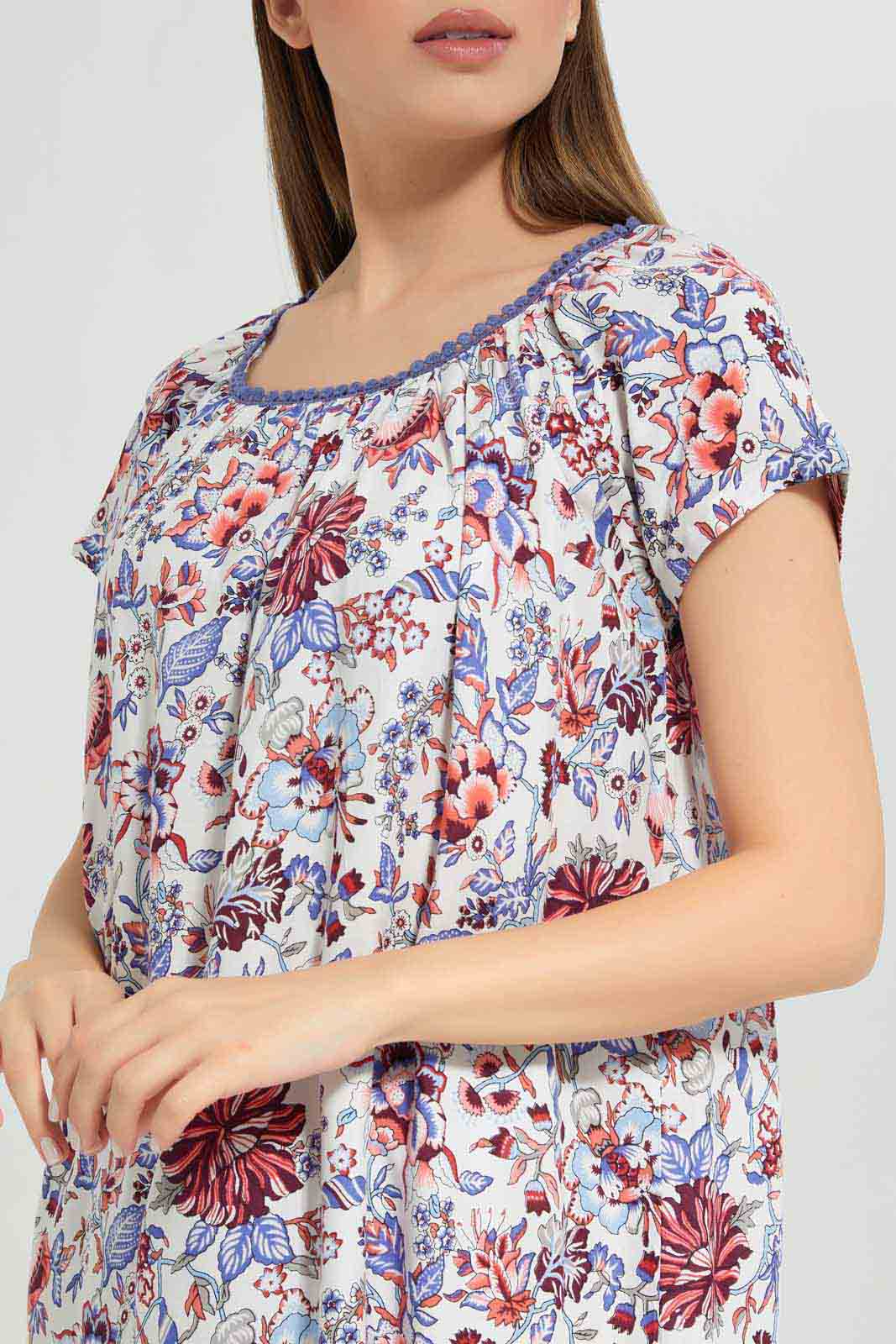 Redtag-Women-Assorted-Short-Sleeves,-Long-Lenth-Aop-Ladies-Night-Gown-Category:Nightgowns,-Colour:Assorted,-Deals:New-In,-Filter:Women's-Clothing,-New-In-Women-APL,-Non-Sale,-Section:Women,-W22A,-Women-Nightgowns--