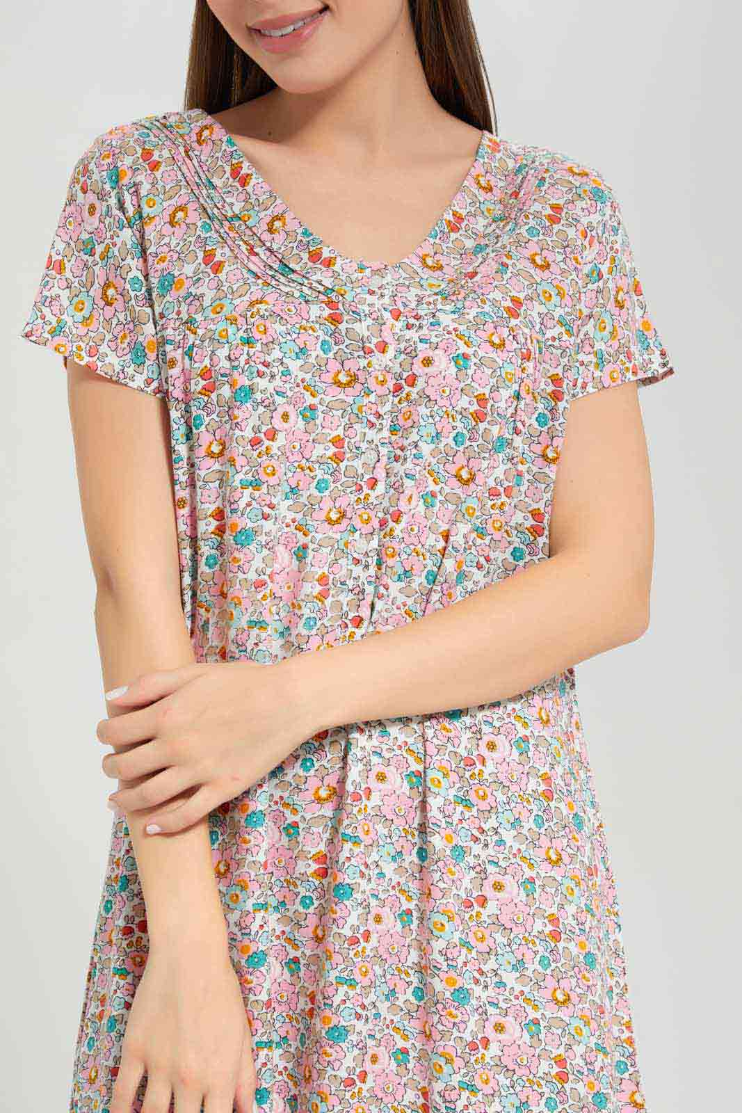 Redtag-Women-Assorted-Mid-Length-Aop-Night-Gown-Category:Nightgowns,-Colour:Assorted,-Deals:New-In,-Filter:Women's-Clothing,-New-In-Women-APL,-Non-Sale,-Section:Women,-W22A,-Women-Nightgowns--