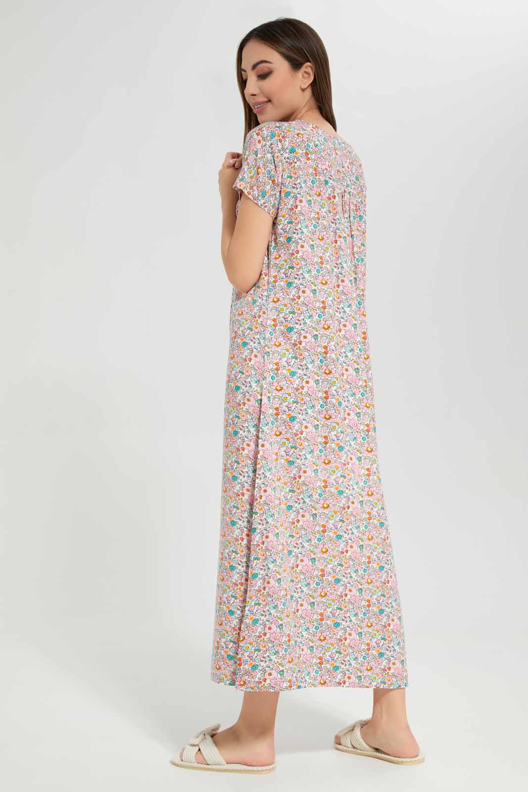 Redtag-Women-Assorted-Mid-Length-Aop-Night-Gown-Category:Nightgowns,-Colour:Assorted,-Deals:New-In,-Filter:Women's-Clothing,-New-In-Women-APL,-Non-Sale,-Section:Women,-W22A,-Women-Nightgowns--
