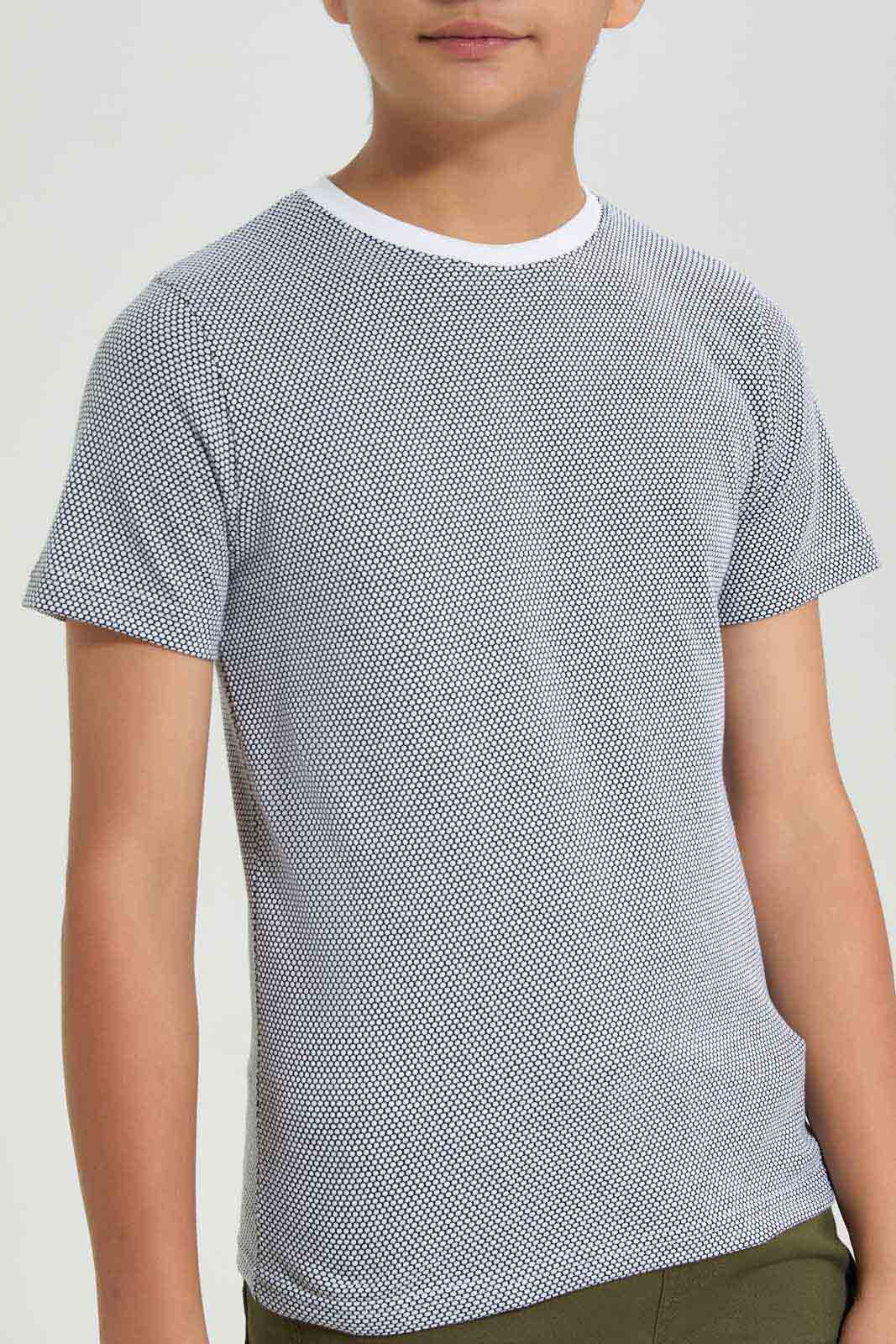 Redtag-Boys-White-Plain-Jacquard-Tee-BSR-T-Shirts,-Category:T-Shirts,-Colour:White,-Deals:New-In,-Filter:Senior-Boys-(8-to-14-Yrs),-New-In-BSR-APL,-Non-Sale,-Section:Boys-(0-to-14Yrs),-W22B-Senior-Boys-9 to 14 Years