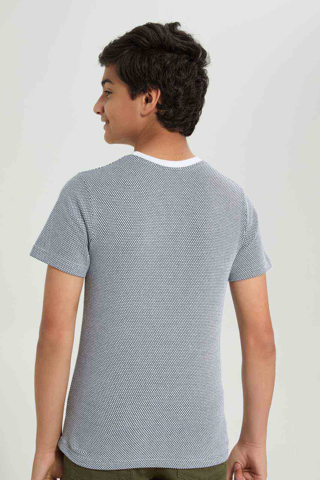 Redtag-Boys-White-Plain-Jacquard-Tee-BSR-T-Shirts,-Category:T-Shirts,-Colour:White,-Deals:New-In,-Filter:Senior-Boys-(8-to-14-Yrs),-New-In-BSR-APL,-Non-Sale,-Section:Boys-(0-to-14Yrs),-W22B-Senior-Boys-9 to 14 Years