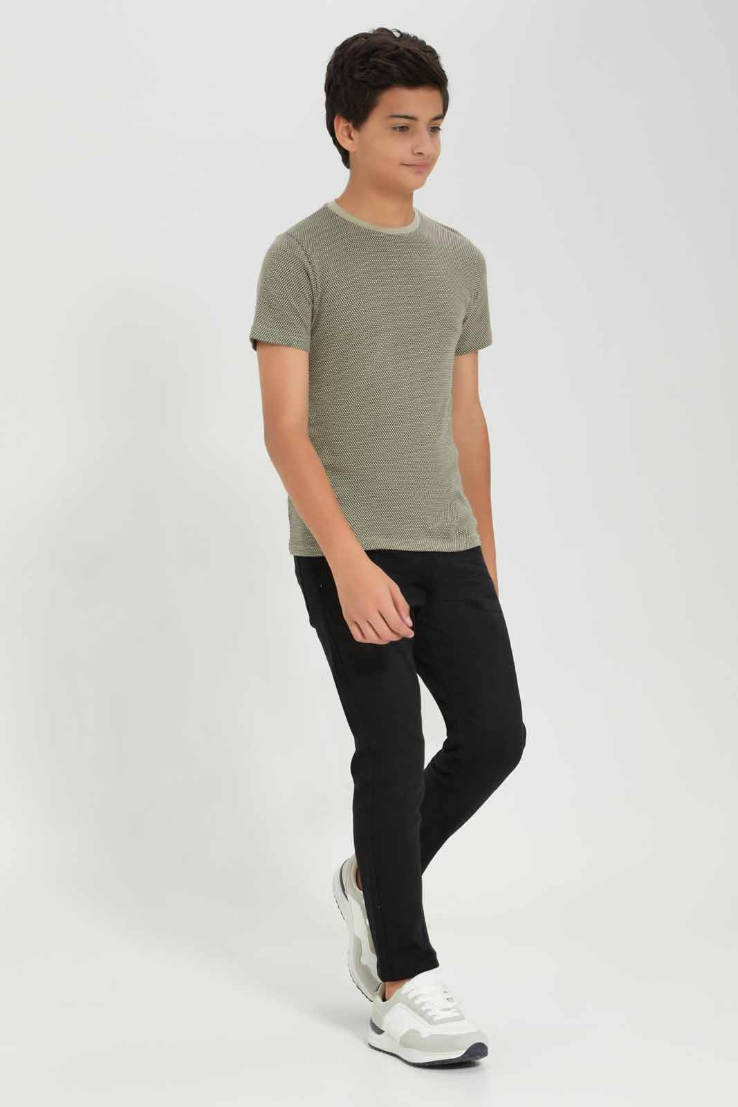 Redtag-Boys-Beige-Plain-Jacquard-Tee-BSR-T-Shirts,-Category:T-Shirts,-Colour:Beige,-Deals:New-In,-Filter:Senior-Boys-(8-to-14-Yrs),-New-In-BSR-APL,-Non-Sale,-Section:Boys-(0-to-14Yrs),-W22B-Senior-Boys-9 to 14 Years