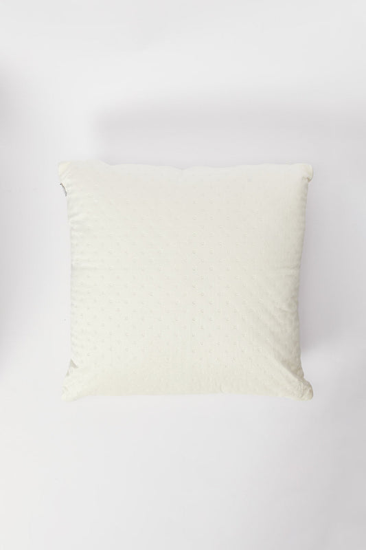 Redtag-Ivory-Dotted-Plain-Velvet-Cushion-Category:Cushions,-Colour:Ivory,-Deals:New-In,-Dept:Home,-Filter:Home-Bedroom,-H1:HMW,-H2:BED,-H3:BCC,-H4:CUS,-HMW-BED-Cushions,-New-In-HMW-BED,-Non-Sale,-S23B,-Season:S23B,-Section:Homewares-Home-Bedroom-