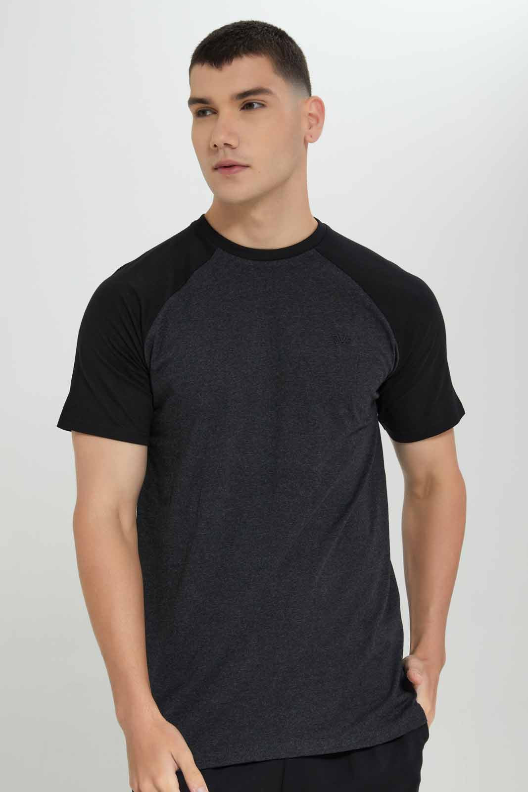 Redtag-Men-Grey-T_Shirt-With-Black-Shorts-Pyjama-Set-Category:Pyjama-Sets,-Colour:Charcoal,-Deals:New-In,-Filter:Men's-Clothing,-Men-Pyjama-Sets,-New-In-Men-APL,-Non-Sale,-Section:Men,-W22B-Men's-