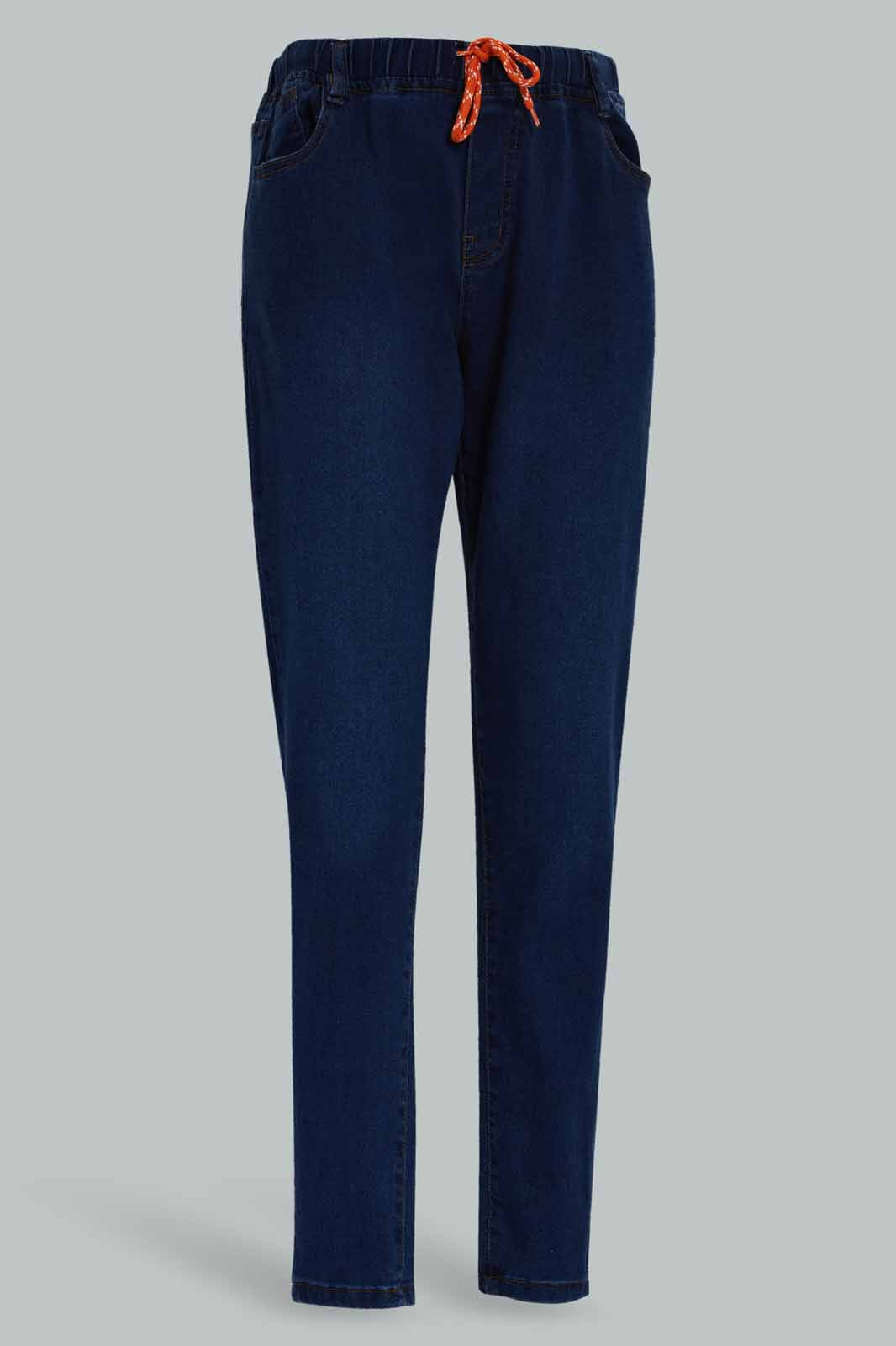 Redtag-Boys-Dark-Wash-Ballon-Fit-Pull-On-Jeans-BSR-Jeans,-Category:Jeans,-Colour:Dark-Wash,-Deals:New-In,-Dept:Boys,-Filter:Senior-Boys-(8-to-14-Yrs),-New-In-BSR-APL,-Non-Sale,-Section:Boys-(0-to-14Yrs),-W22B-Senior-Boys-9 to 14 Years