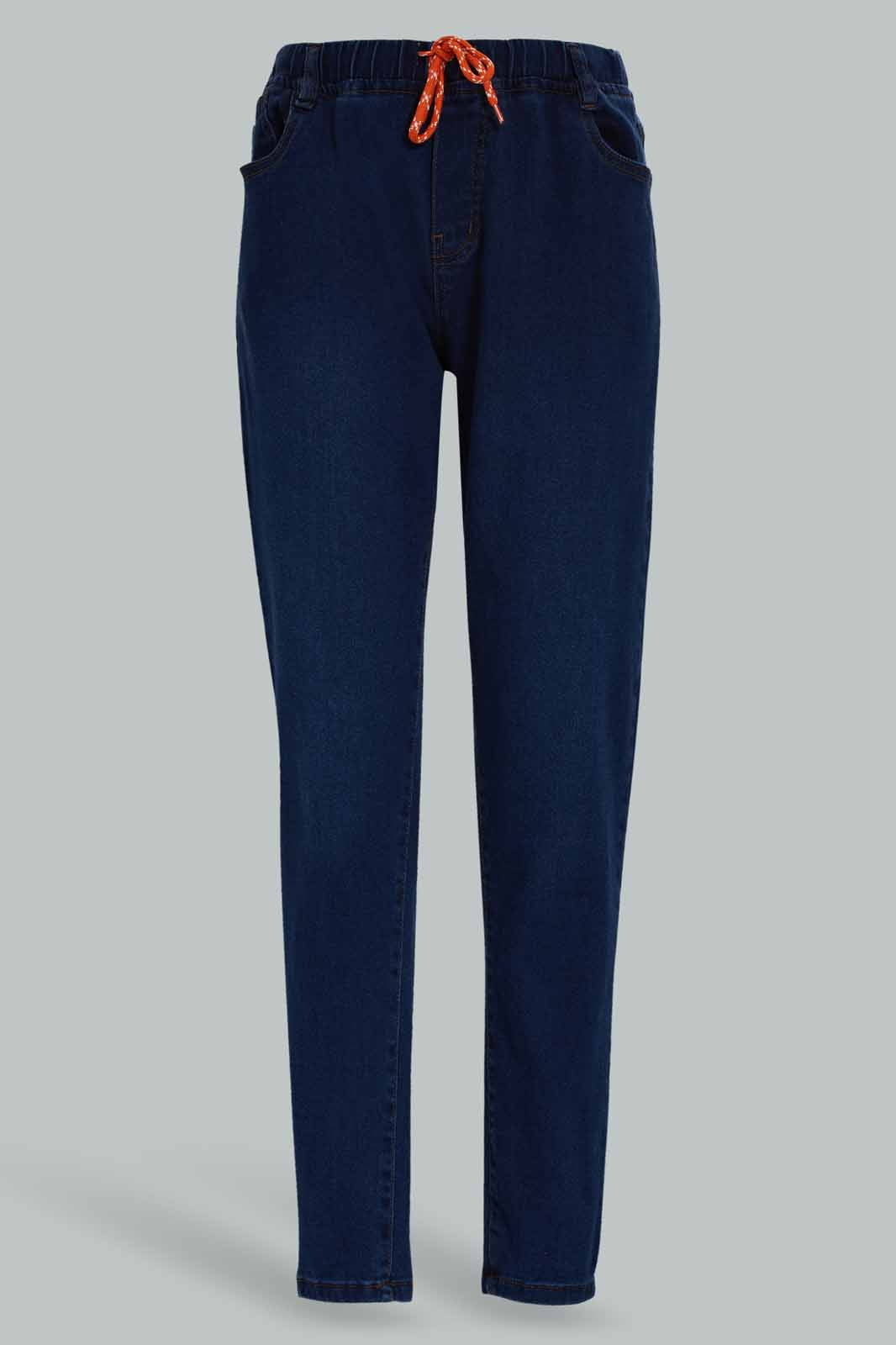 Redtag-Boys-Dark-Wash-Ballon-Fit-Pull-On-Jeans-BSR-Jeans,-Category:Jeans,-Colour:Dark-Wash,-Deals:New-In,-Dept:Boys,-Filter:Senior-Boys-(8-to-14-Yrs),-New-In-BSR-APL,-Non-Sale,-Section:Boys-(0-to-14Yrs),-W22B-Senior-Boys-9 to 14 Years