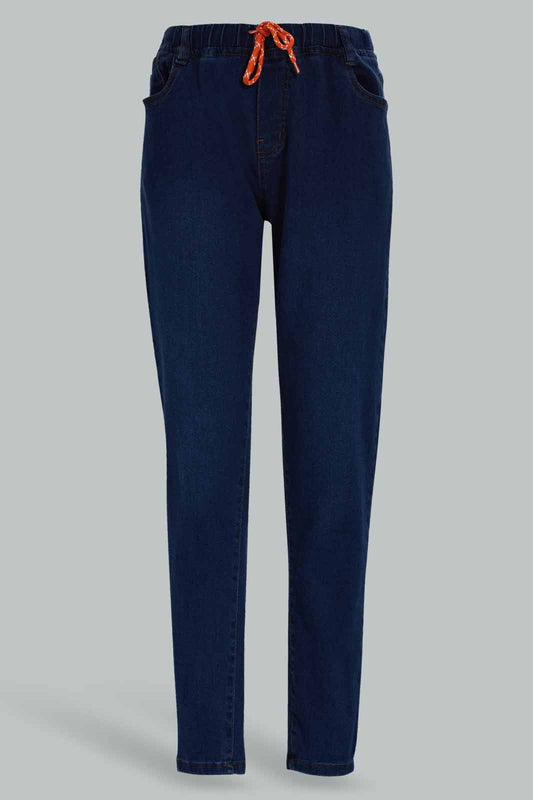 Redtag-Boys-Dark-Wash-Ballon-Fit-Pull-On-Jeans-BSR-Jeans,-Category:Jeans,-Colour:Dark-Wash,-Deals:New-In,-Dept:Boys,-Filter:Senior-Boys-(8-to-14-Yrs),-New-In-BSR-APL,-Non-Sale,-Section:Boys-(0-to-14Yrs),-W22B-Senior-Boys-9 to 14 Years