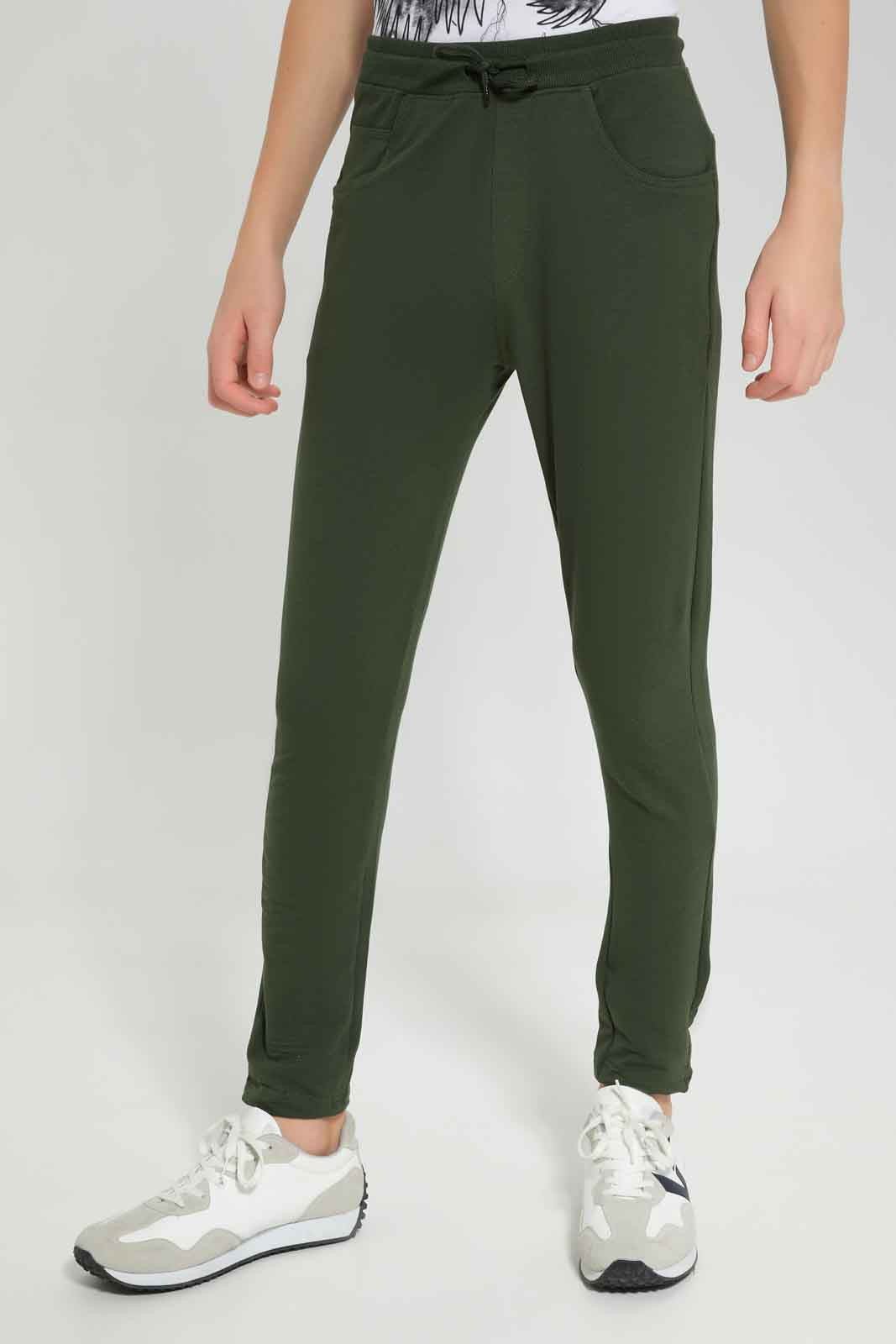 Redtag-Boys-Olive-Stretch-Active-Pants-BSR-Joggers,-Category:Joggers,-Colour:Olive,-Deals:New-In,-Dept:Boys,-Filter:Senior-Boys-(8-to-14-Yrs),-New-In-BSR-APL,-Non-Sale,-Section:Boys-(0-to-14Yrs),-VLM,-W22B-Senior-Boys-9 to 14 Years