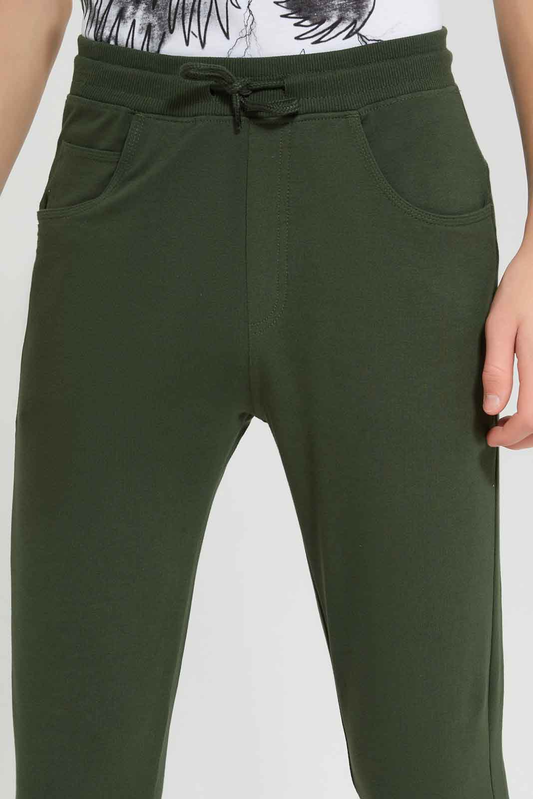 Redtag-Boys-Olive-Stretch-Active-Pants-BSR-Joggers,-Category:Joggers,-Colour:Olive,-Deals:New-In,-Dept:Boys,-Filter:Senior-Boys-(8-to-14-Yrs),-New-In-BSR-APL,-Non-Sale,-Section:Boys-(0-to-14Yrs),-VLM,-W22B-Senior-Boys-9 to 14 Years
