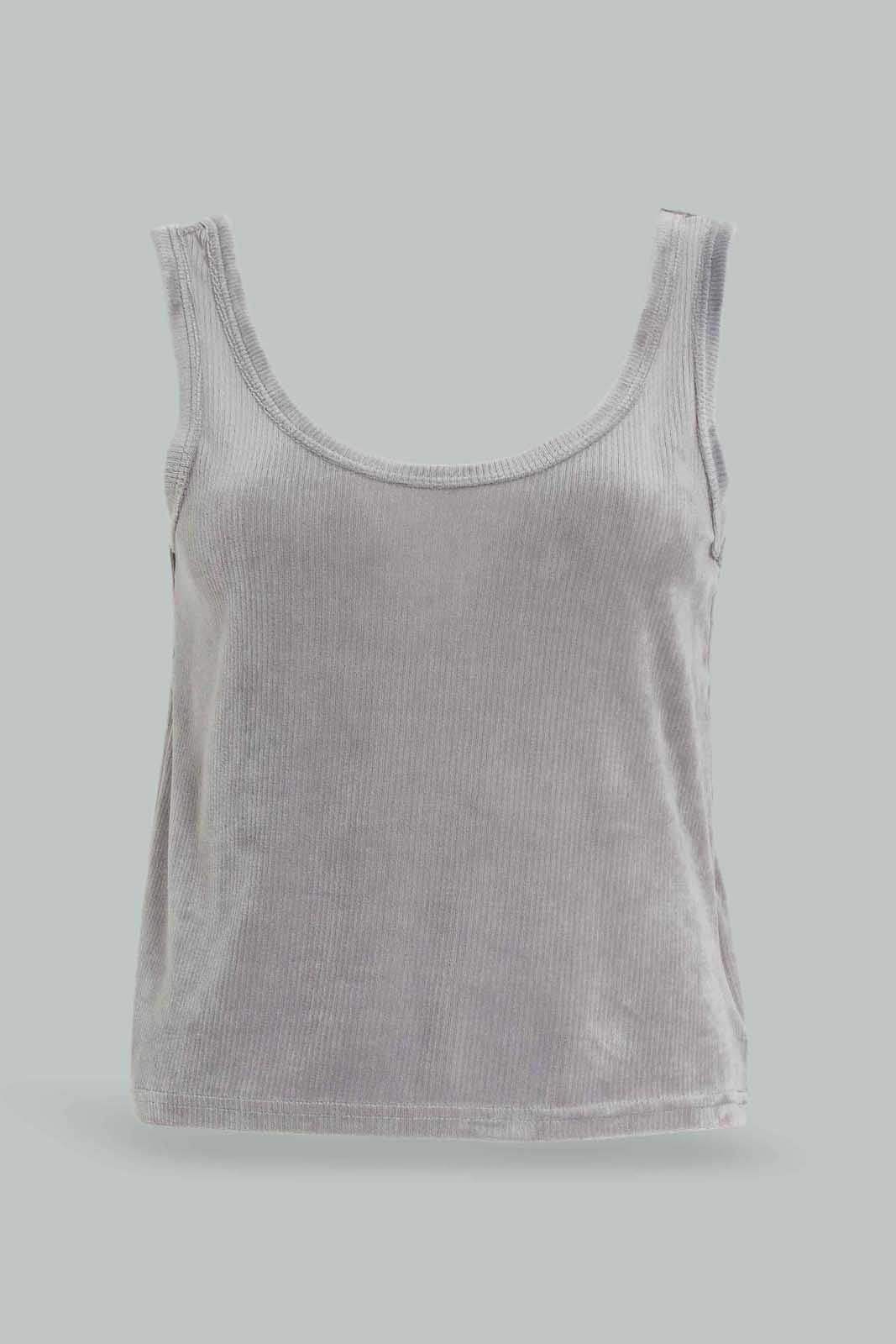 Redtag-Women-Grey-Velour-Cami-Set-Category:Cami-Sets,-Colour:Grey,-Deals:New-In,-Dept:Ladieswear,-Filter:Women's-Clothing,-New-In-Women-APL,-Non-Sale,-Section:Women,-W22A,-Women-Cami-Sets--