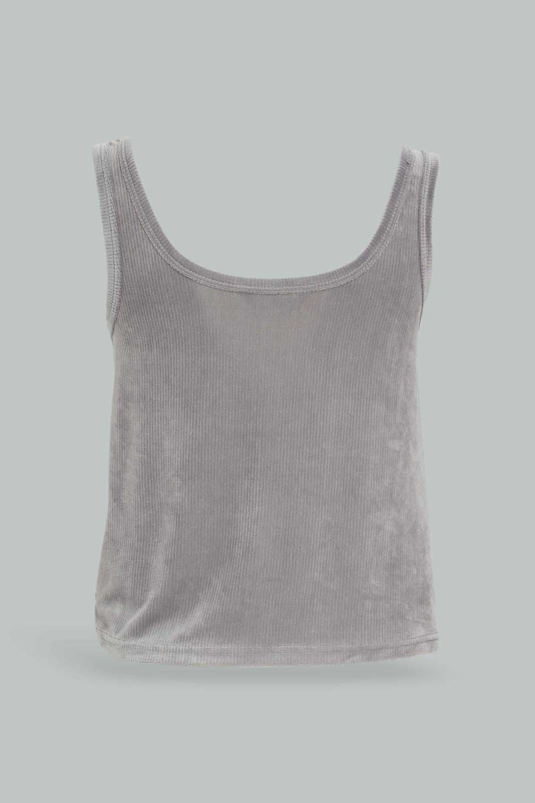 Redtag-Women-Grey-Velour-Cami-Set-Category:Cami-Sets,-Colour:Grey,-Deals:New-In,-Dept:Ladieswear,-Filter:Women's-Clothing,-New-In-Women-APL,-Non-Sale,-Section:Women,-W22A,-Women-Cami-Sets--