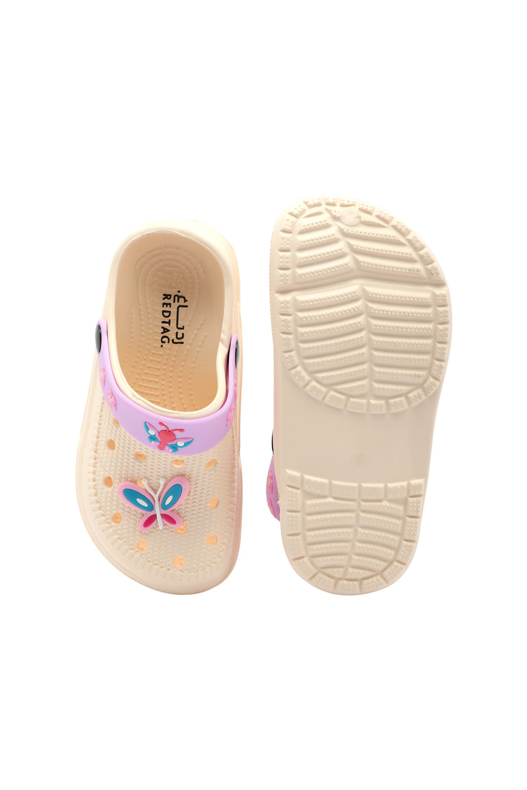Redtag-Cream-Butterfly-Patch-Clog-Category:Flip-Flops,-Colour:Cream,-Deals:New-In,-Dept:Girls,-Filter:Girls-Footwear-(3-to-5-Yrs),-GIR-Flip-Flops,-New-In-GIR-FOO,-Non-Sale,-Section:Girls-(0-to-14Yrs),-W22B-Girls-3 to 5 Years