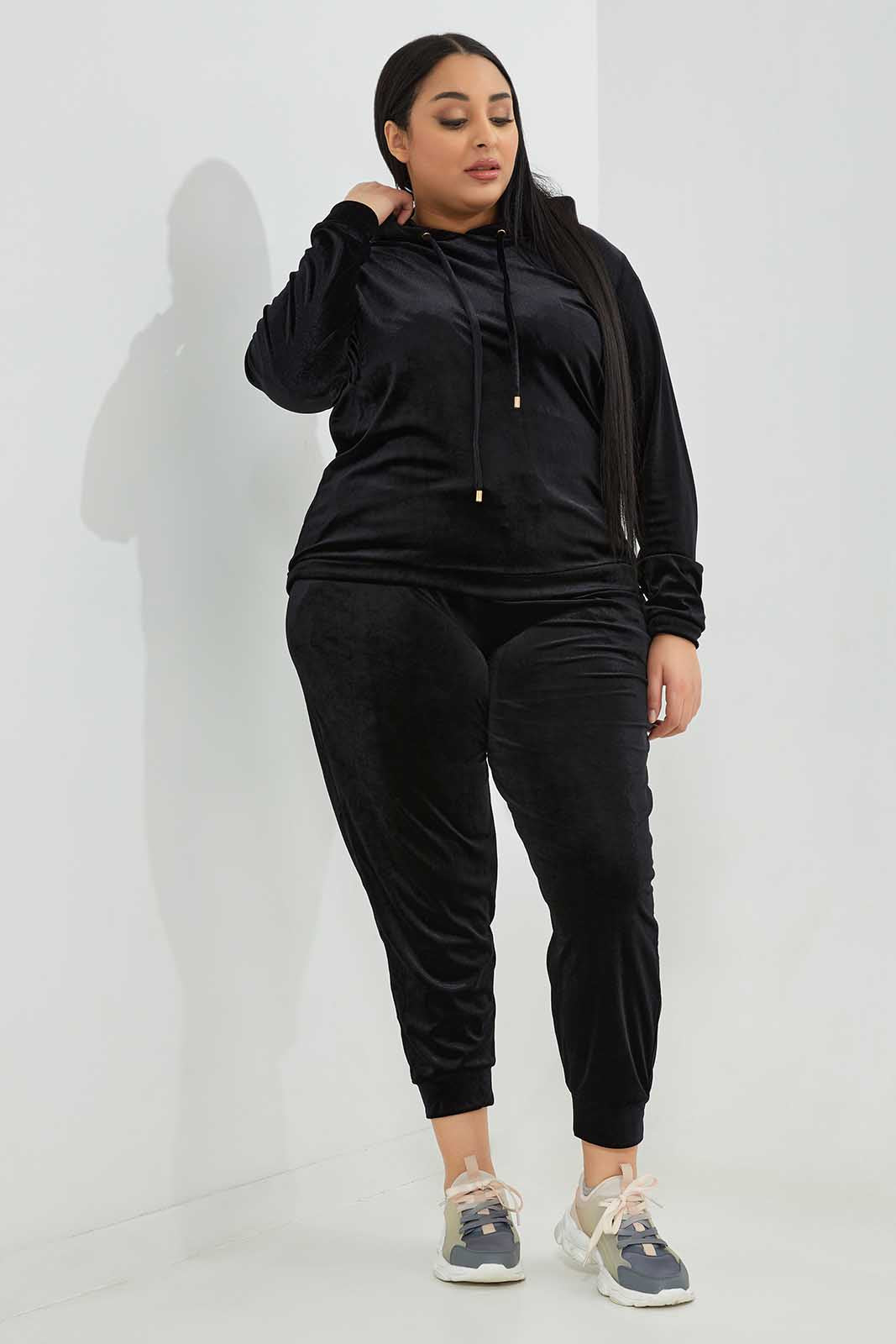 Redtag-Women-Black-Velour-Track-Pant-Category:Leggings,-Colour:Black,-Deals:New-In,-Filter:Plus-Size,-LDP-Leggings,-New-In-LDP-APL,-Non-Sale,-Section:Women,-TBL,-W22B-Women's-