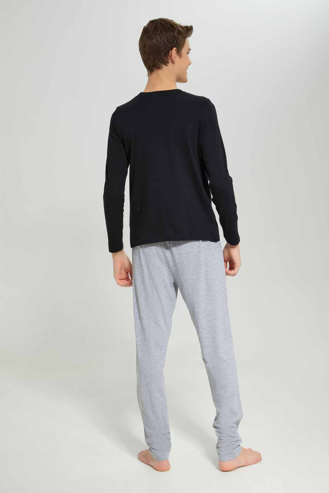 Redtag-Boys-Black-Eat-And-Sleep-Nightsuit-BSR-Pyjama-Sets,-Category:Pyjama-Sets,-Colour:Black,-Deals:New-In,-Filter:Senior-Boys-(8-to-14-Yrs),-New-In-BSR-APL,-Non-Sale,-Section:Boys-(0-to-14Yrs),-W22B-Senior-Boys-9 to 14 Years