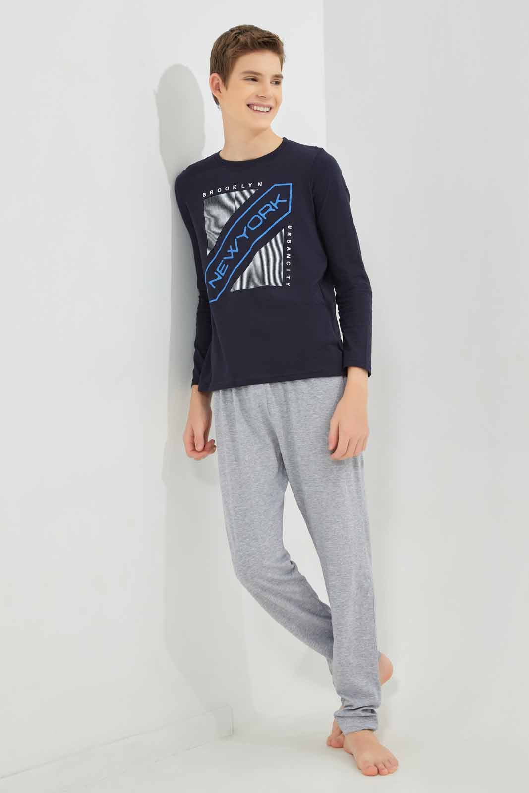 Redtag-Boys-Navy-New-York-Nightsuit-BSR-Pyjama-Sets,-Category:Pyjama-Sets,-Colour:Navy,-Deals:New-In,-Filter:Senior-Boys-(8-to-14-Yrs),-New-In-BSR-APL,-Non-Sale,-Section:Boys-(0-to-14Yrs),-W22B-Senior-Boys-9 to 14 Years