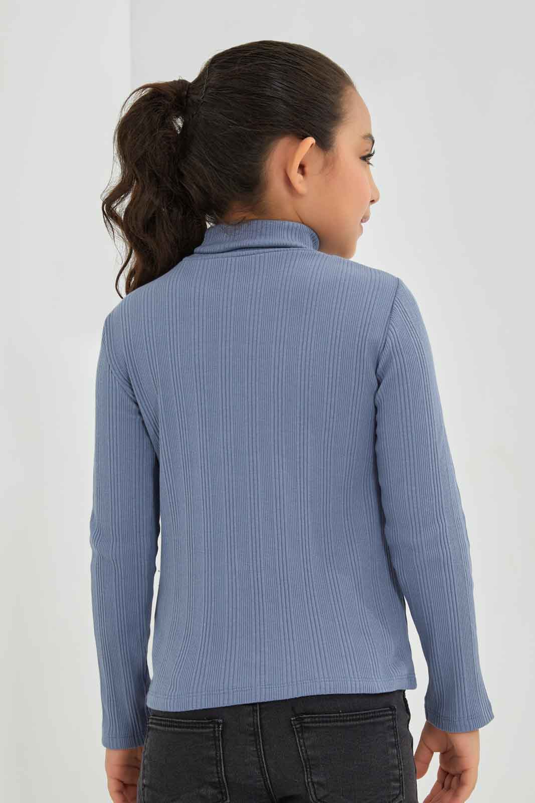 Redtag-Girls-Ls-Brushed-Rib--Plain-Blue-Category:T-Shirts,-Colour:Blue,-Deals:New-In,-Dept:Girls,-Filter:Girls-(2-to-8-Yrs),-GIR-T-Shirts,-New-In-GIR-APL,-Non-Sale,-Section:Girls-(0-to-14Yrs),-TBL,-W22B-Girls-2 to 8 Years