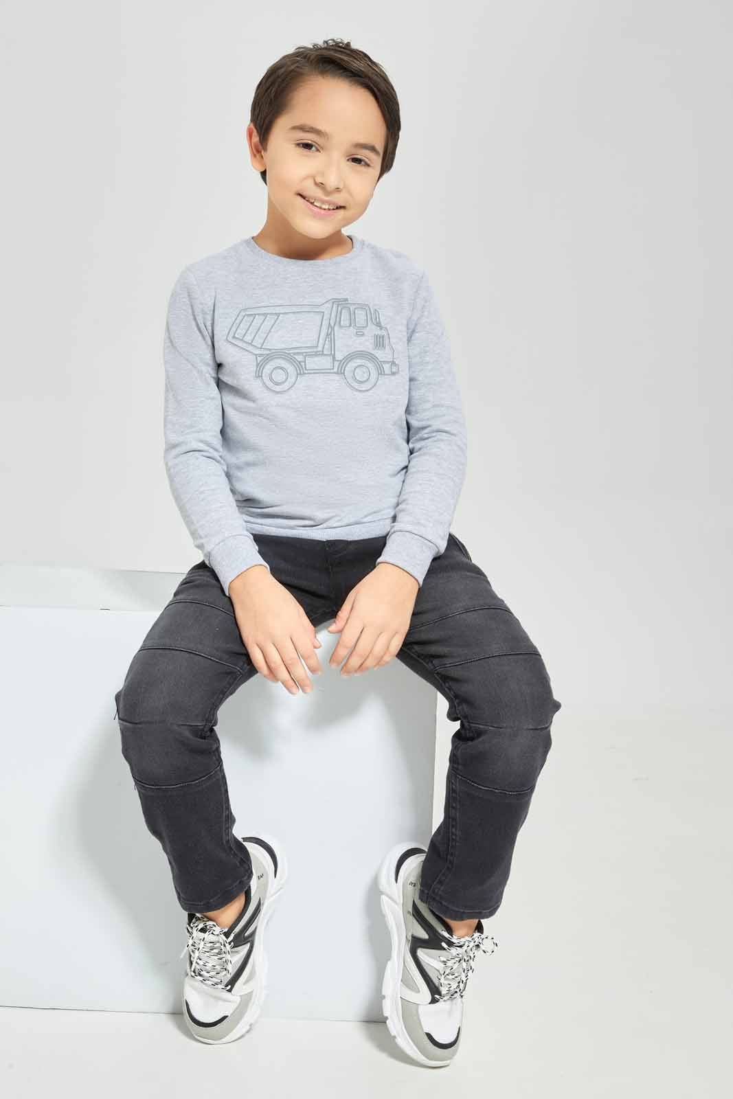 Redtag-Boys-Grey-Mel-Crew-Neck-Embossed-Sweatshirt-BOY-Sweatshirts,-Category:Sweatshirts,-Colour:Grey,-Deals:New-In,-Dept:Boys,-Filter:Boys-(2-to-8-Yrs),-New-In-BOY-APL,-Non-Sale,-Section:Boys-(0-to-14Yrs),-W22B-Boys-2 to 8 Years