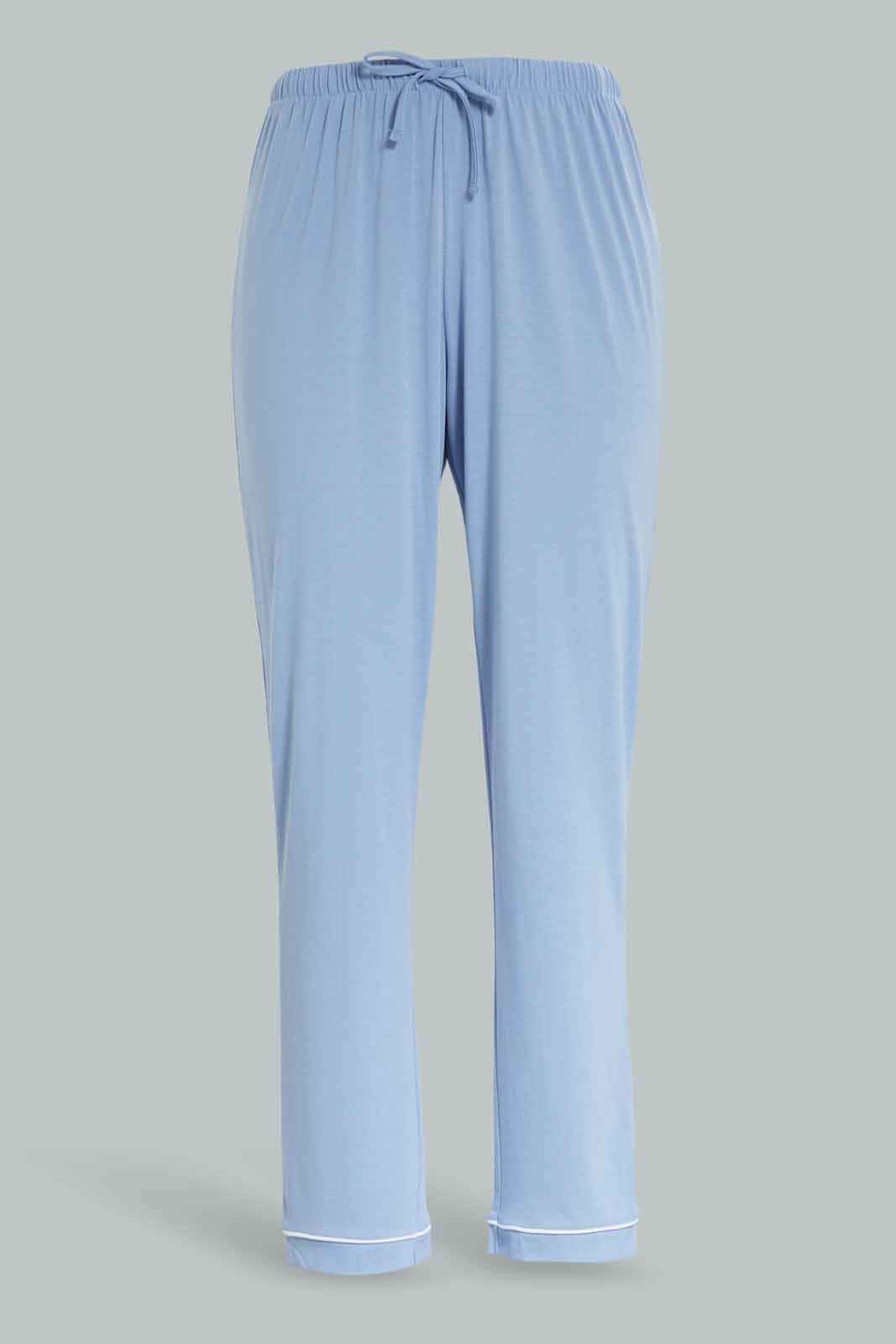 Redtag-Women-Blue-Color-Solid-Long-Sleeves-Pajama-Set-Category:Pyjama-Sets,-Colour:Blue,-Deals:New-In,-Dept:Ladieswear,-Filter:Women's-Clothing,-New-In-Women-APL,-Non-Sale,-Section:Women,-W22B,-Women-Pyjama-Sets--