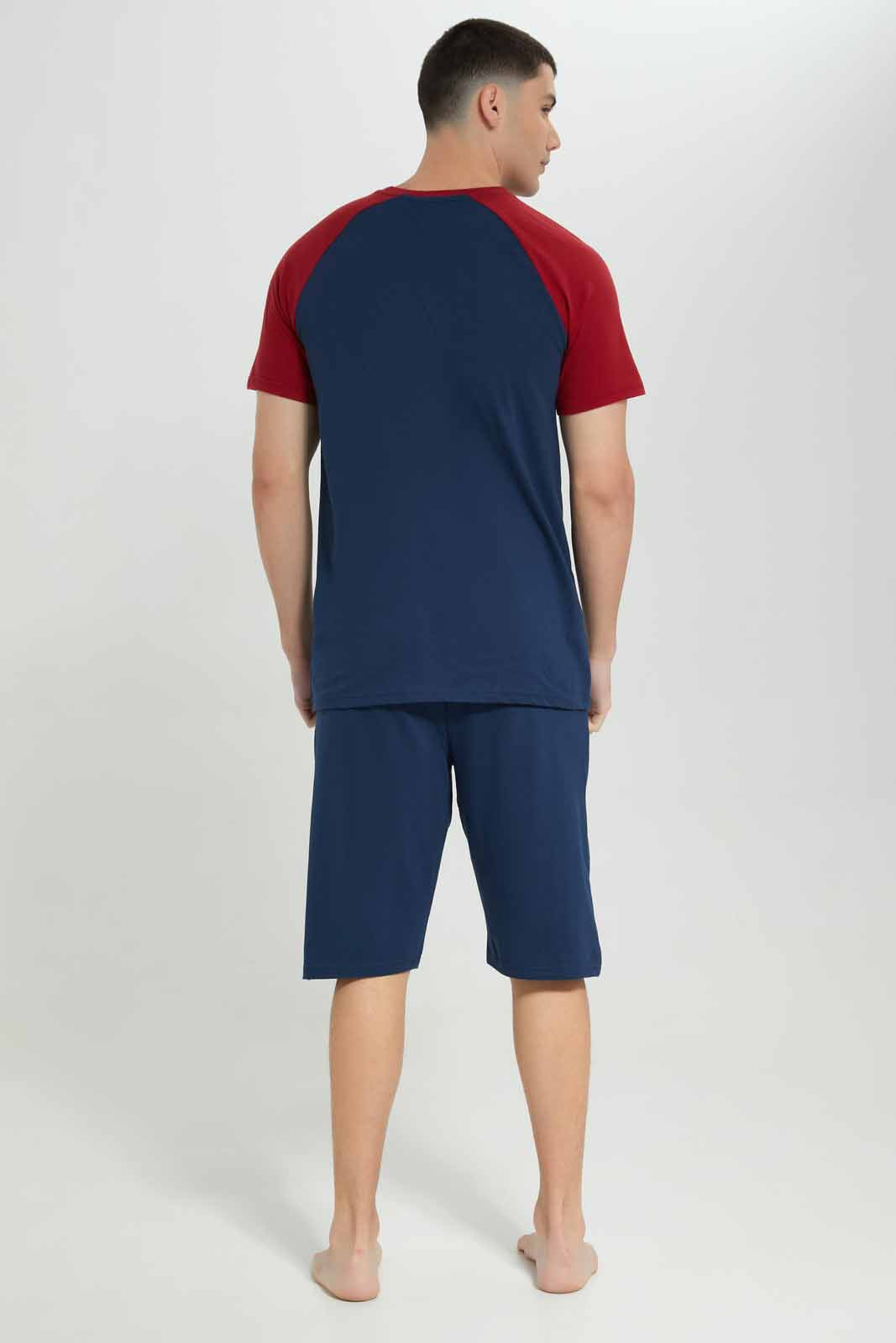 Redtag-Men-Navy-T_Shirt-With-Navy-Shorts-Pyjama-Set-Category:Pyjama-Sets,-Colour:Navy,-Deals:New-In,-Filter:Men's-Clothing,-Men-Pyjama-Sets,-New-In-Men-APL,-Non-Sale,-Section:Men,-W22B-Men's-