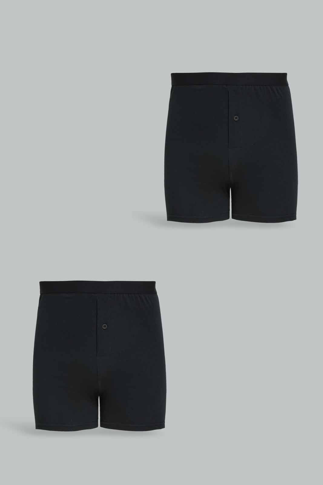 Men Black Loose Fit Boxers Set (Pack of 2)