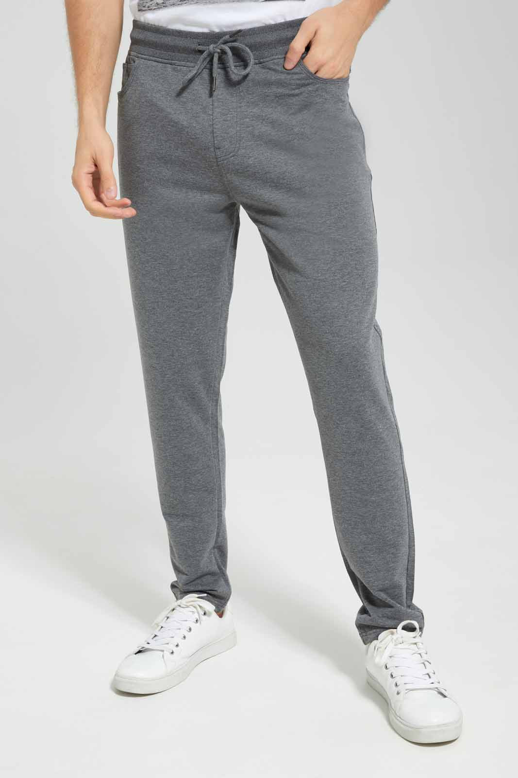 Men Grey Plain Active Pants