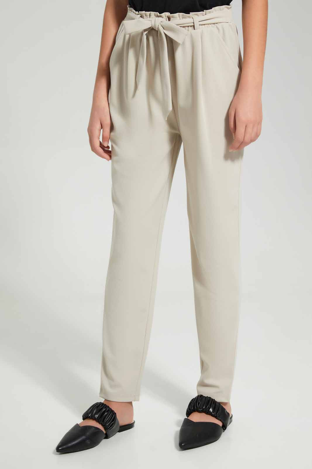 Redtag-Girls-Beige-Paperbag-Waist-Trouser-Category:Trousers,-Colour:Beige,-Deals:New-In,-Filter:Senior-Girls-(8-to-14-Yrs),-GSR-Trousers,-New-In-GSR-APL,-Non-Sale,-Section:Girls-(0-to-14Yrs),-W22B-Senior-Girls-9 to 14 Years