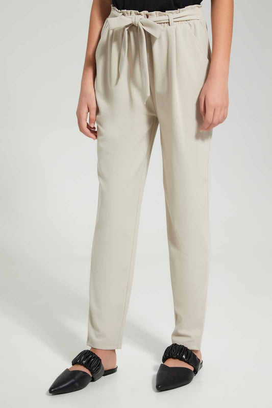 Redtag-Girls-Beige-Paperbag-Waist-Trouser-Category:Trousers,-Colour:Beige,-Deals:New-In,-Filter:Senior-Girls-(8-to-14-Yrs),-GSR-Trousers,-New-In-GSR-APL,-Non-Sale,-Section:Girls-(0-to-14Yrs),-W22B-Senior-Girls-9 to 14 Years