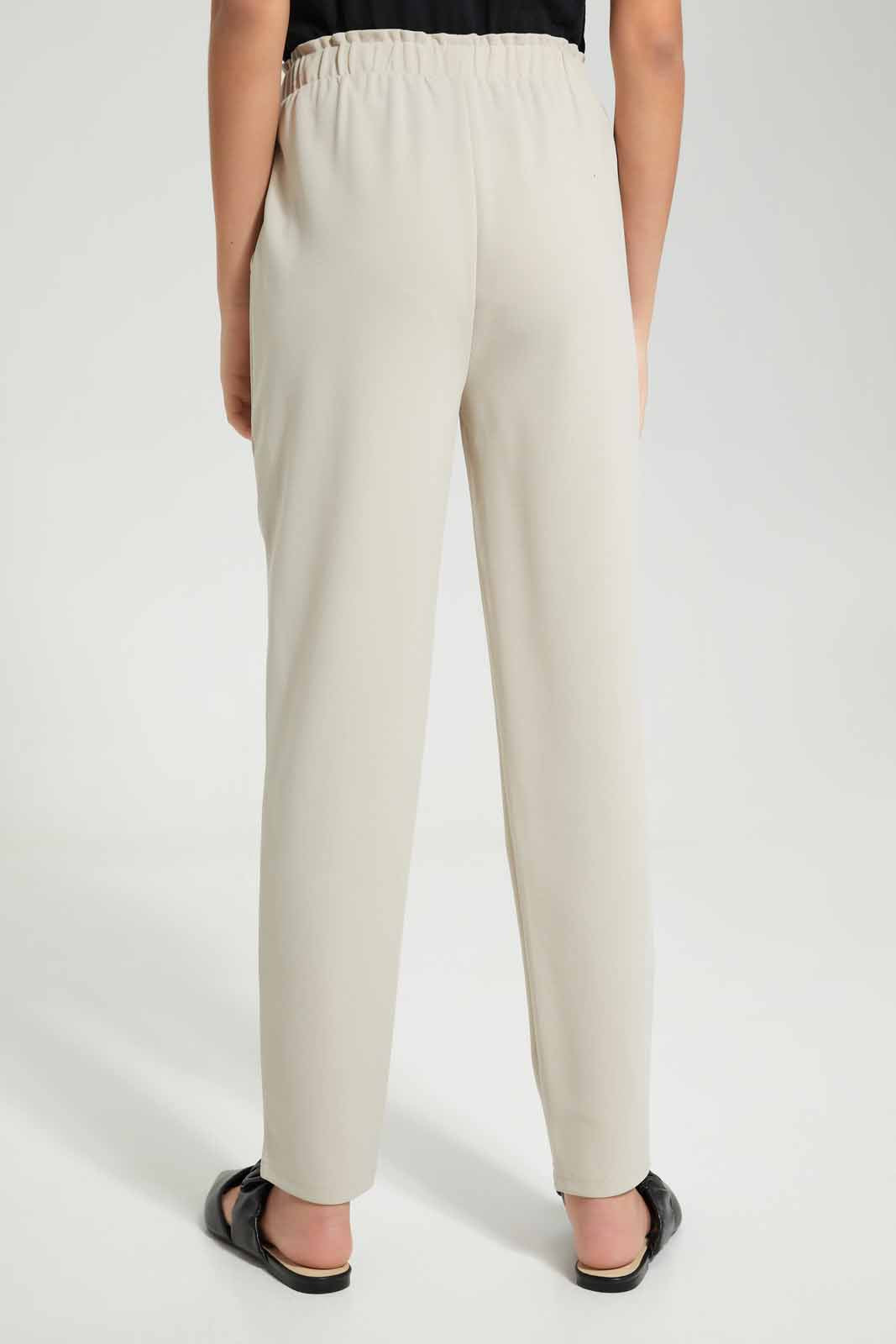 Redtag-Girls-Beige-Paperbag-Waist-Trouser-Category:Trousers,-Colour:Beige,-Deals:New-In,-Filter:Senior-Girls-(8-to-14-Yrs),-GSR-Trousers,-New-In-GSR-APL,-Non-Sale,-Section:Girls-(0-to-14Yrs),-W22B-Senior-Girls-9 to 14 Years