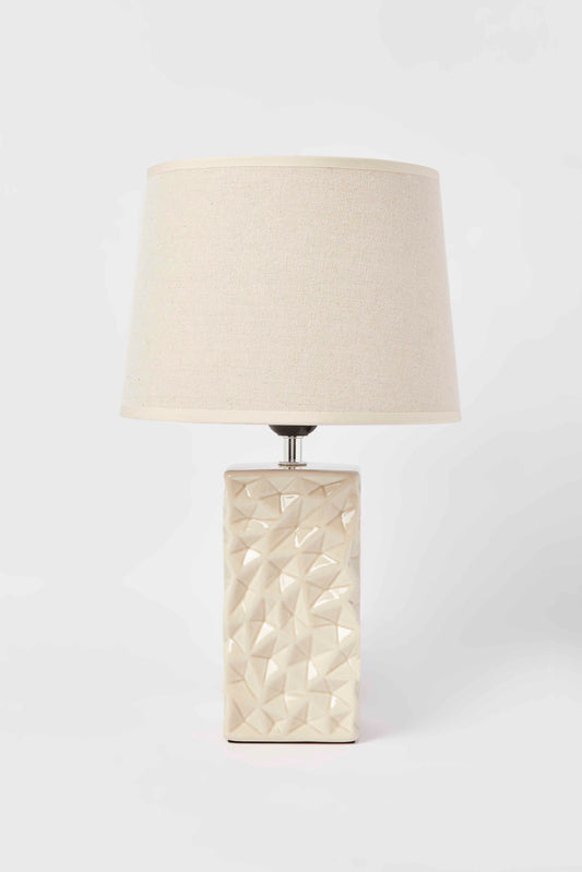 Redtag-Beige-Ceramic-Embosed-Base-Table-Lamp-Category:Lamps,-Colour:Beige,-Deals:New-In,-Dept:Home,-Filter:Home-Decor,-HMW-HOM-Lighting,-New-In-HMW-HOM,-Non-Sale,-S23A,-Section:Homewares-Home-Decor-
