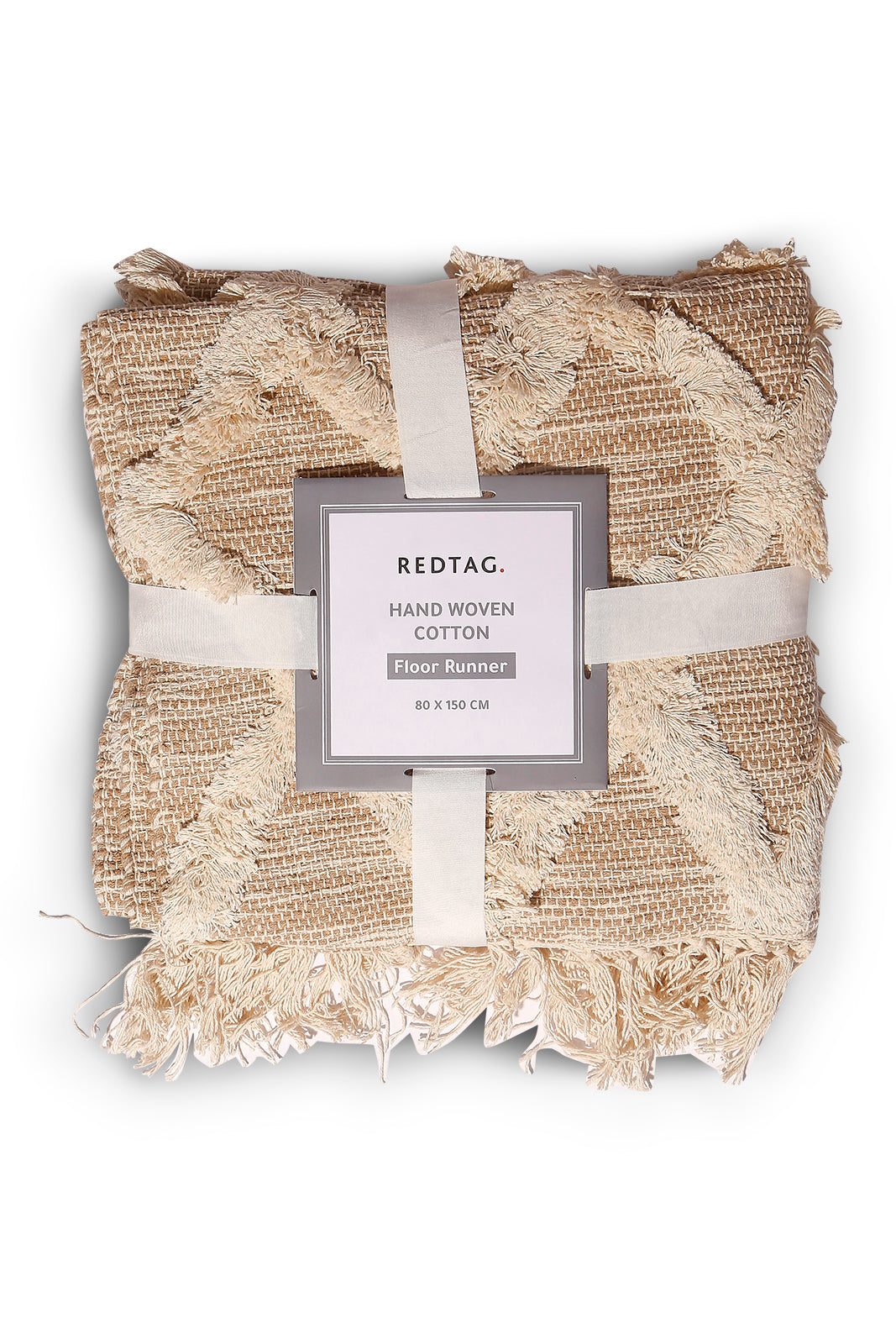 Redtag-Beige-Handwoven-Cotton-Boho-Floorrunner-Category:Rugs,-Colour:Beige,-Deals:New-In,-Dept:Home,-Filter:Home-Decor,-HMW-HOM-Rugs-&-Door-Mats,-New-In-HMW-HOM,-Non-Sale,-S23A,-Section:Homewares-Home-Decor-