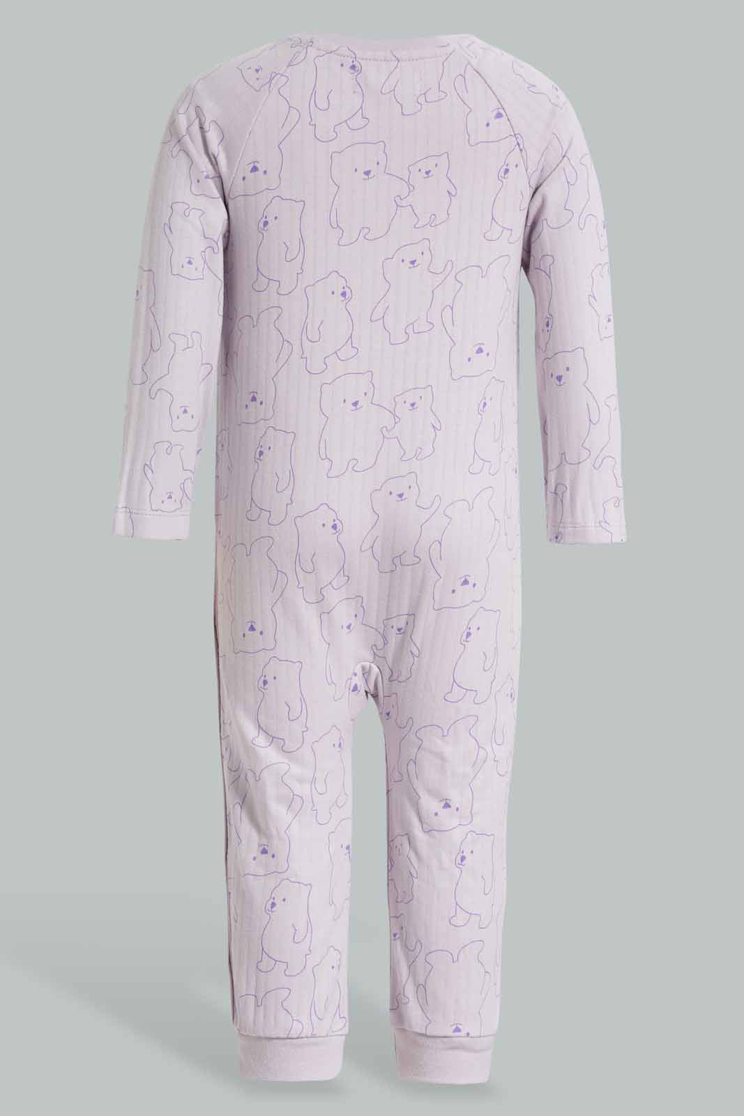 Redtag-Boys-Lilac-Aop-Textured-Teddy-Category:Rompers,-Colour:Lilac,-Deals:New-In,-Dept:New-Born,-Filter:Baby-(0-to-12-Mths),-NBB-Rompers,-New-In-NBB-APL,-Non-Sale,-Section:Boys-(0-to-14Yrs),-W22A-Baby-0 to 12 Months