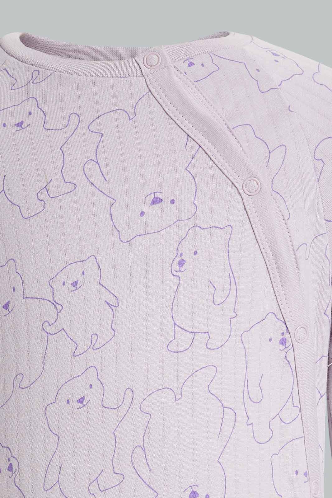 Redtag-Boys-Lilac-Aop-Textured-Teddy-Category:Rompers,-Colour:Lilac,-Deals:New-In,-Dept:New-Born,-Filter:Baby-(0-to-12-Mths),-NBB-Rompers,-New-In-NBB-APL,-Non-Sale,-Section:Boys-(0-to-14Yrs),-W22A-Baby-0 to 12 Months