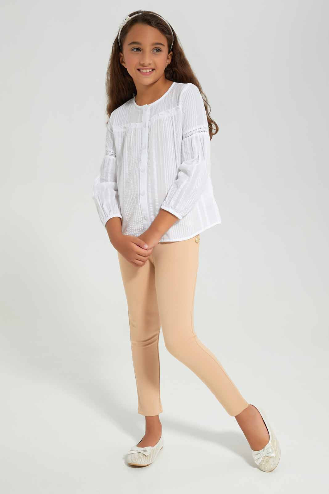 Redtag-Girls-White-Cotton-Seersucker-L/S-Blouse-Category:Blouses,-Colour:White,-Deals:New-In,-Filter:Girls-(2-to-8-Yrs),-GIR-Blouses,-New-In-GIR-APL,-Non-Sale,-Section:Girls-(0-to-14Yrs),-W22B-Girls-2 to 8 Years
