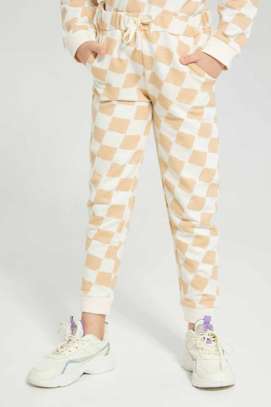 Redtag-Girls-Allover-Printed-Cream-Active-Pants-Category:Joggers,-Colour:Cream,-Deals:New-In,-Filter:Girls-(2-to-8-Yrs),-GIR-Joggers,-New-In-GIR-APL,-Non-Sale,-Section:Girls-(0-to-14Yrs),-W22B-Girls-2 to 8 Years