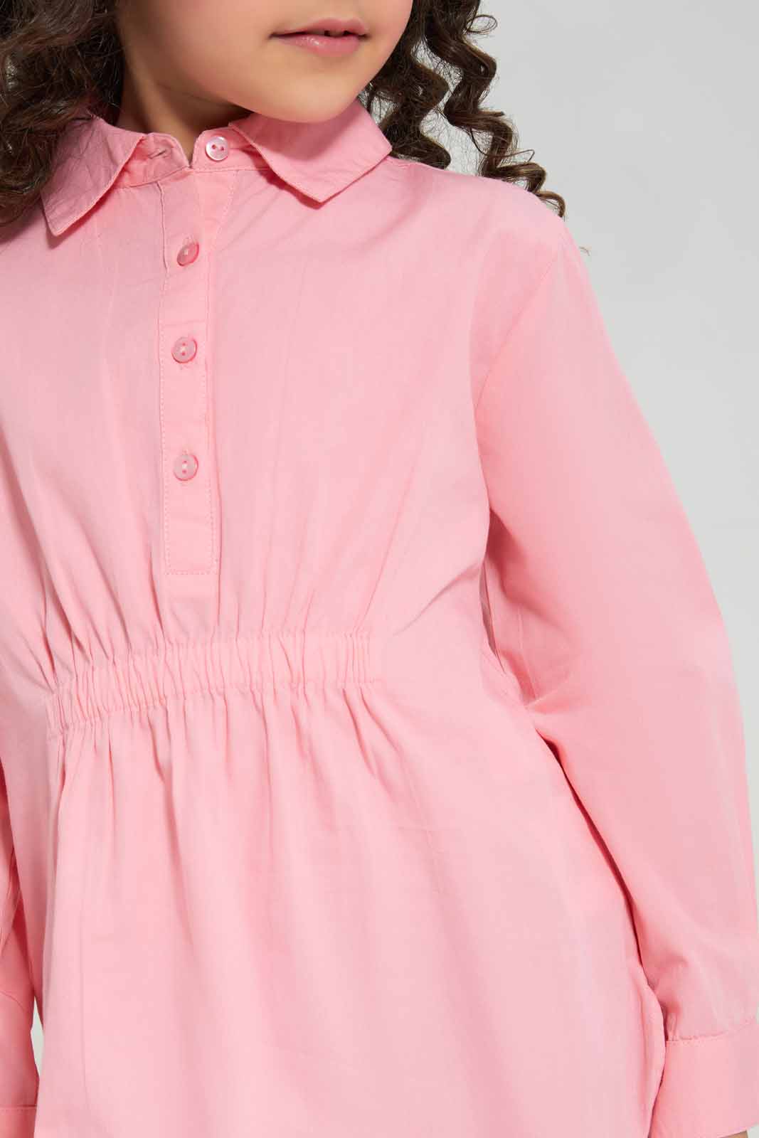 Redtag-Girls-Pink-Poplin-L/S-Blouse-Category:Blouses,-Colour:Apricot,-Deals:New-In,-Filter:Girls-(2-to-8-Yrs),-GIR-Blouses,-New-In-GIR-APL,-Non-Sale,-Section:Girls-(0-to-14Yrs),-W22B-Girls-2 to 8 Years
