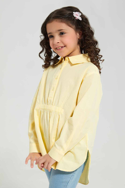 Redtag-Girls-Yellow/Poplin-L/S-Blouse-Category:Blouses,-Colour:Yellow,-Deals:New-In,-Filter:Girls-(2-to-8-Yrs),-GIR-Blouses,-New-In-GIR-APL,-Non-Sale,-Section:Girls-(0-to-14Yrs),-W22B-Girls-2 to 8 Years