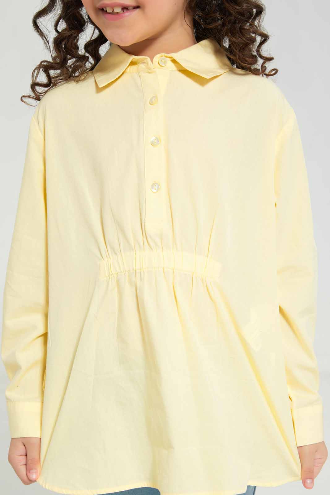 Redtag-Girls-Yellow/Poplin-L/S-Blouse-Category:Blouses,-Colour:Yellow,-Deals:New-In,-Filter:Girls-(2-to-8-Yrs),-GIR-Blouses,-New-In-GIR-APL,-Non-Sale,-Section:Girls-(0-to-14Yrs),-W22B-Girls-2 to 8 Years
