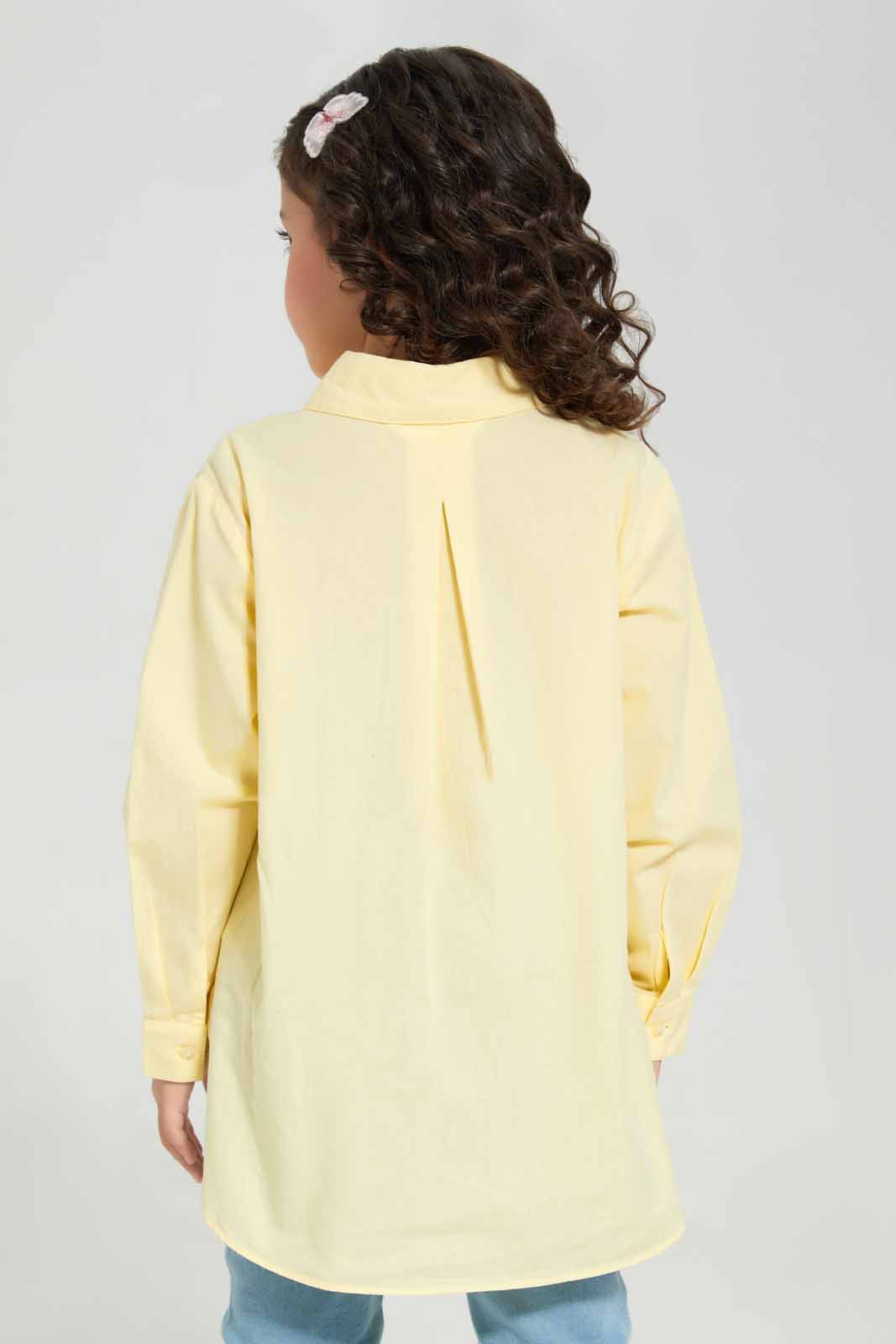 Redtag-Girls-Yellow/Poplin-L/S-Blouse-Category:Blouses,-Colour:Yellow,-Deals:New-In,-Filter:Girls-(2-to-8-Yrs),-GIR-Blouses,-New-In-GIR-APL,-Non-Sale,-Section:Girls-(0-to-14Yrs),-W22B-Girls-2 to 8 Years