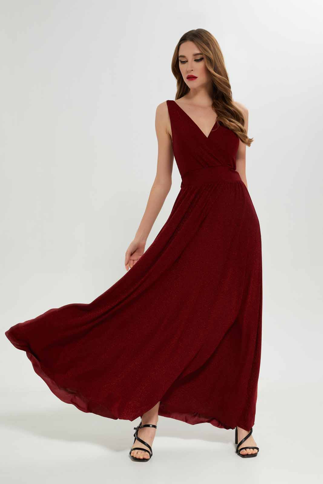 Redtag-Women-Red-Glittered-Dress-Category:Dresses,-Colour:Red,-Deals:New-In,-Dept:Ladieswear,-Filter:Women's-Clothing,-LEC,-LEC-Dresses,-New-In-LEC-APL,-Non-Sale,-S23A,-Section:Women-Women's-