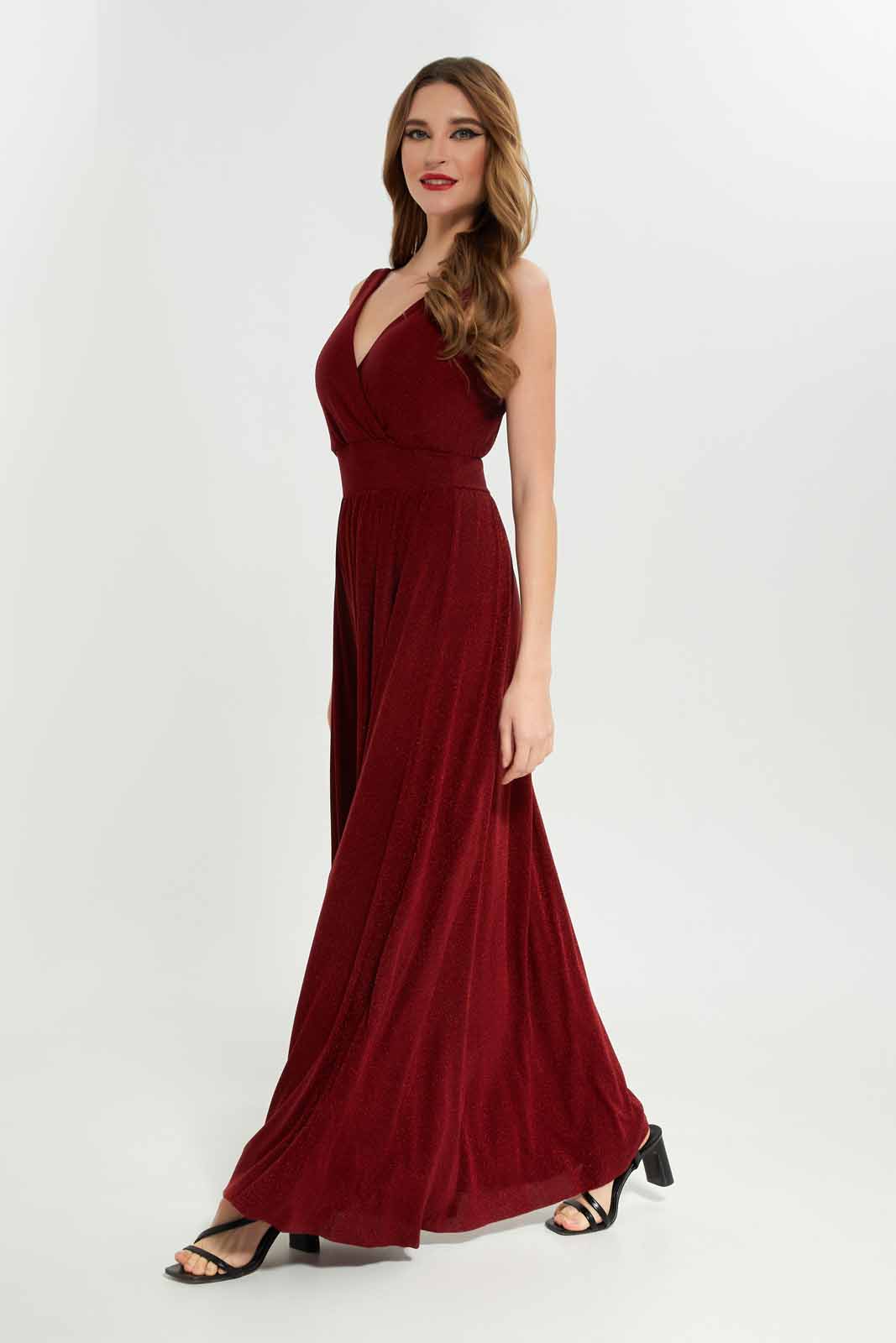 Redtag-Women-Red-Glittered-Dress-Category:Dresses,-Colour:Red,-Deals:New-In,-Dept:Ladieswear,-Filter:Women's-Clothing,-LEC,-LEC-Dresses,-New-In-LEC-APL,-Non-Sale,-S23A,-Section:Women-Women's-