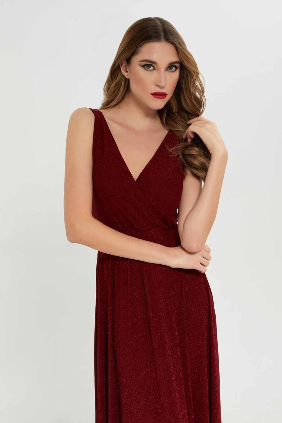 Redtag-Women-Red-Glittered-Dress-Category:Dresses,-Colour:Red,-Deals:New-In,-Dept:Ladieswear,-Filter:Women's-Clothing,-LEC,-LEC-Dresses,-New-In-LEC-APL,-Non-Sale,-S23A,-Section:Women-Women's-