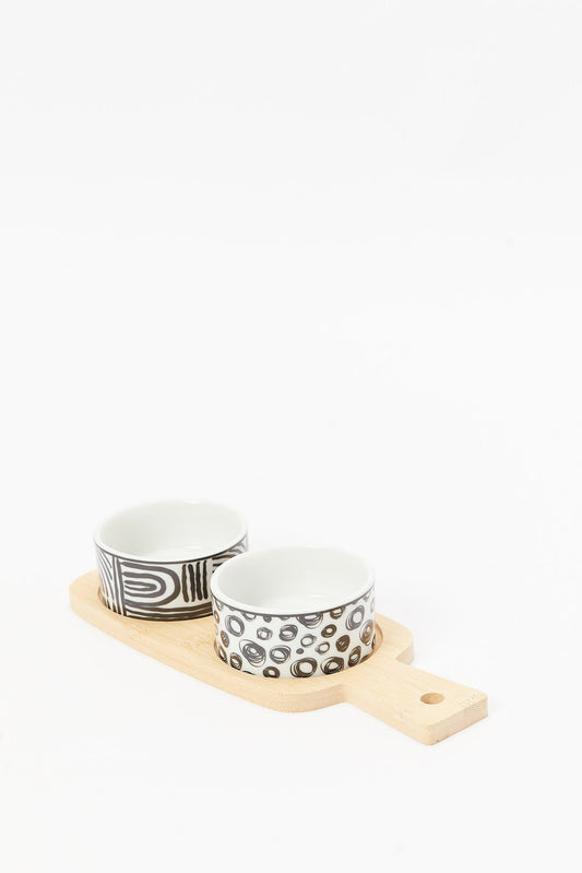 Redtag-Black-Round-Serving-Bowl-With-Bamboo-Tray-(3-Piece)-Category:Bowls,-Colour:Black,-Deals:New-In,-Dept:Home,-Filter:Home-Dining,-HMW-DIN-Serveware,-New-In-HMW-DIN,-Non-Sale,-S23B,-Section:Homewares-Home-Dining-