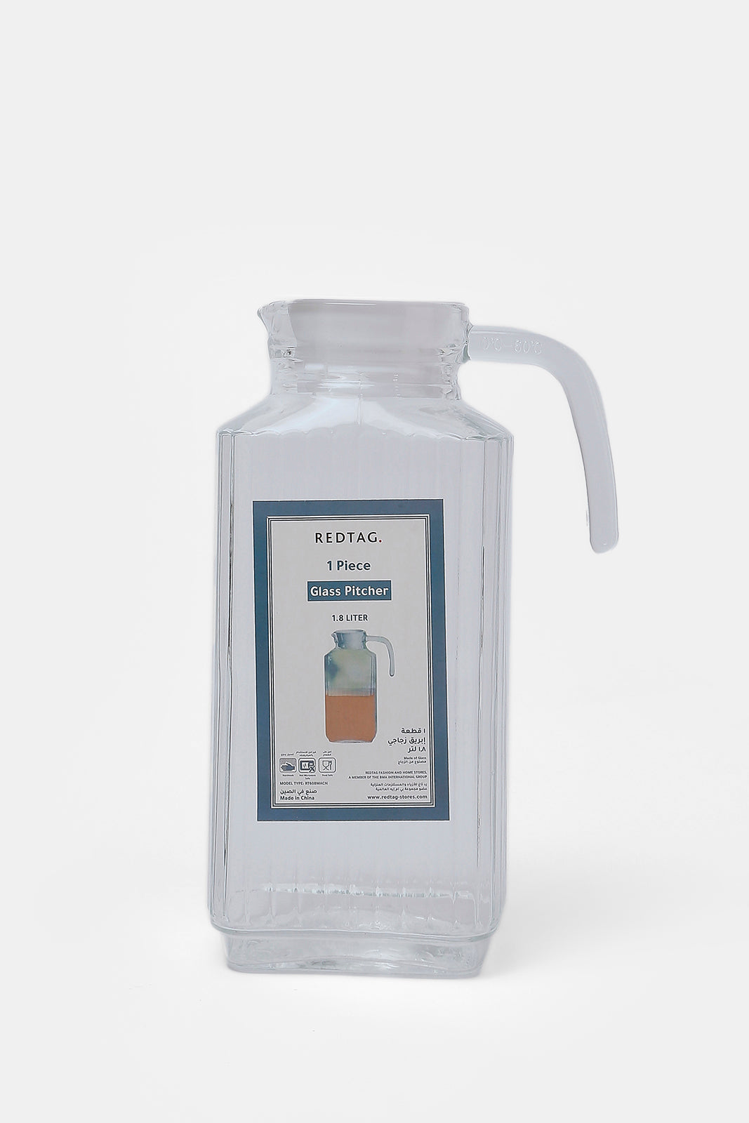 Redtag-Clear-Texture-Glass-Jug-Category:Jugs,-Colour:White,-Deals:New-In,-Dept:Home,-Filter:Home-Dining,-HMW-DIN-Drinkware,-New-In-HMW-DIN,-Non-Sale,-S23A,-Section:Homewares-Home-Dining-