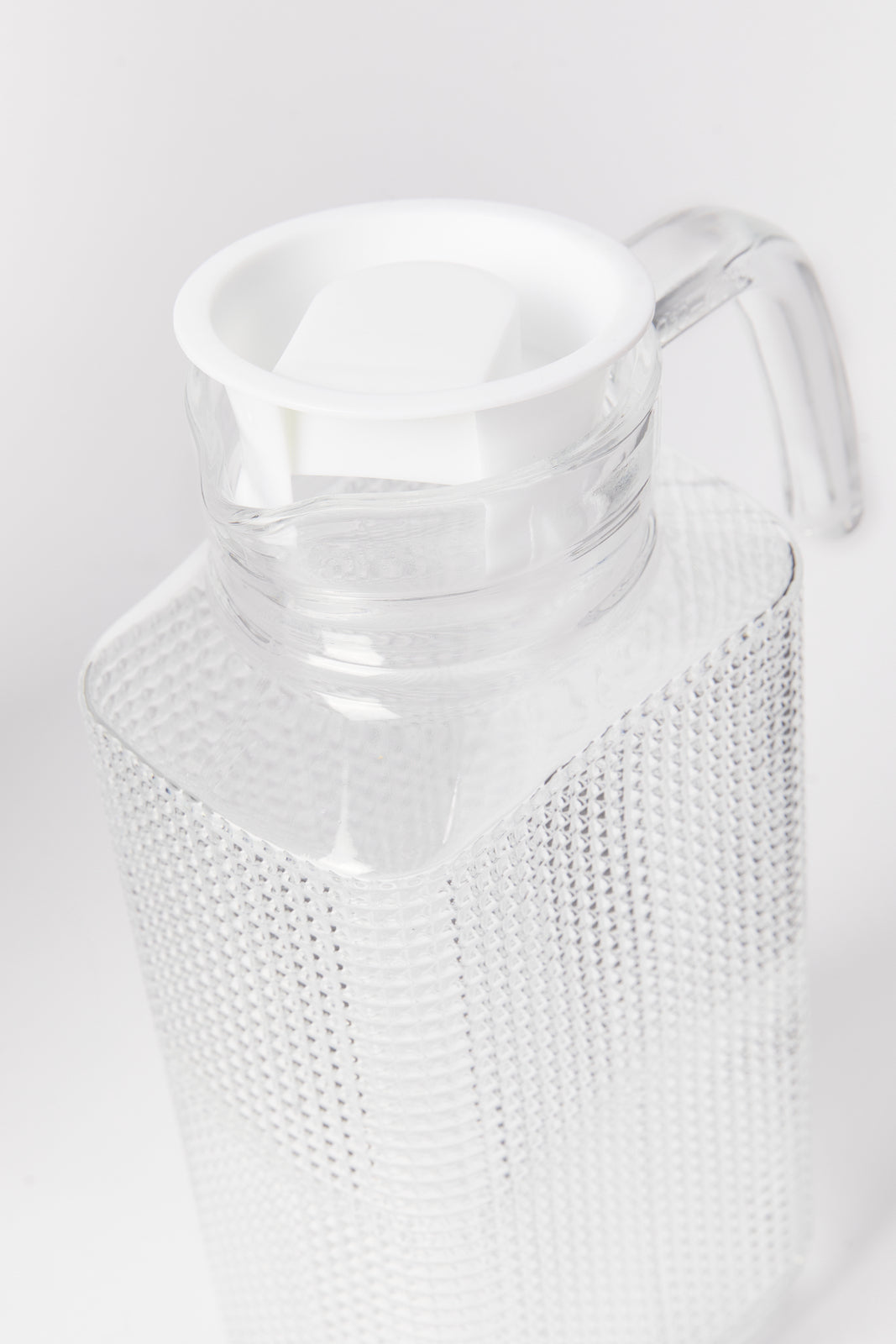 Redtag-Clear-Texture-Glass-Jug-BESTSELLER,-Category:Jugs,-Colour:White,-Deals:New-In,-Dept:Home,-Filter:Home-Dining,-HMW-DIN-Drinkware,-New-In-HMW-DIN,-Non-Sale,-S23A,-Section:Homewares-Home-Dining-