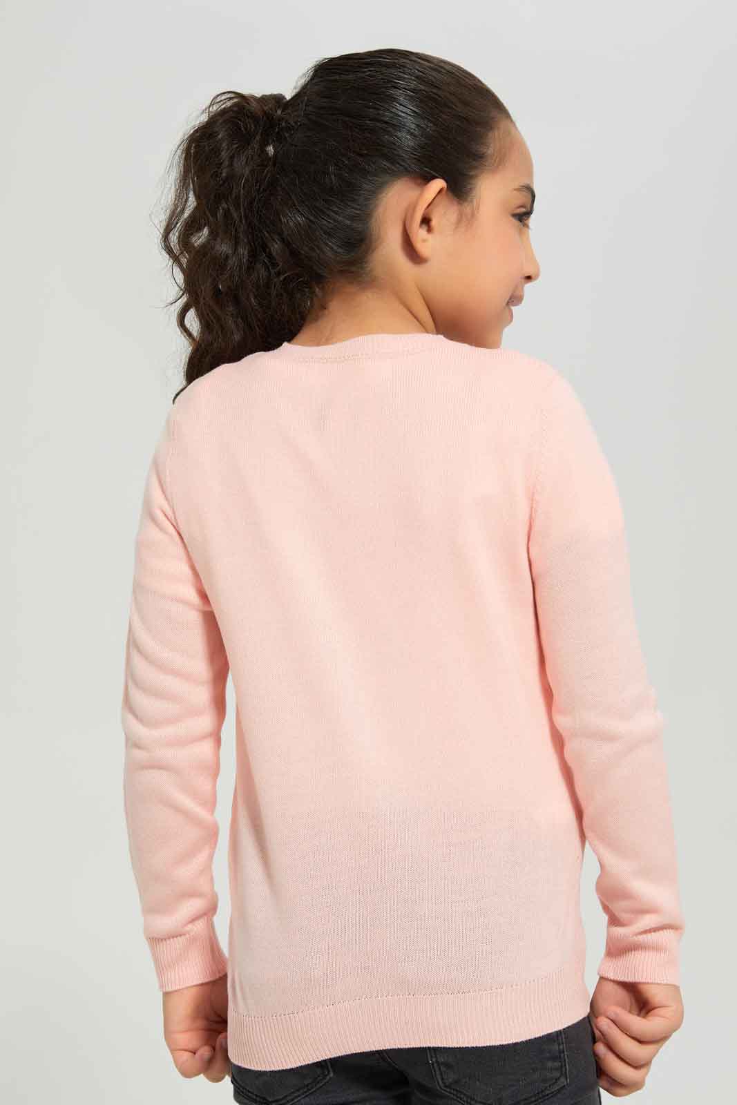Redtag-Girls-Knitwear-Cardi---Pink-Category:Cardigans,-Colour:Apricot,-Deals:New-In,-Dept:Girls,-Filter:Girls-(2-to-8-Yrs),-GIR-Cardigans,-New-In-GIR-APL,-Non-Sale,-Section:Girls-(0-to-14Yrs),-VLM,-W22B-Girls-2 to 8 Years