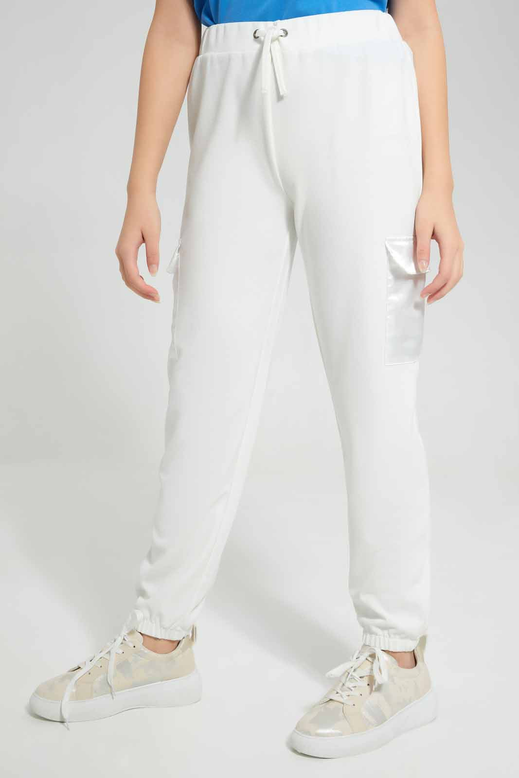 Redtag-Girls-White-Cargo-Pocket-Pants-Category:Trousers,-Colour:White,-Deals:New-In,-Filter:Senior-Girls-(8-to-14-Yrs),-GSR-Trousers,-New-In-GSR-APL,-Non-Sale,-Section:Girls-(0-to-14Yrs),-W22A-Senior-Girls-9 to 14 Years